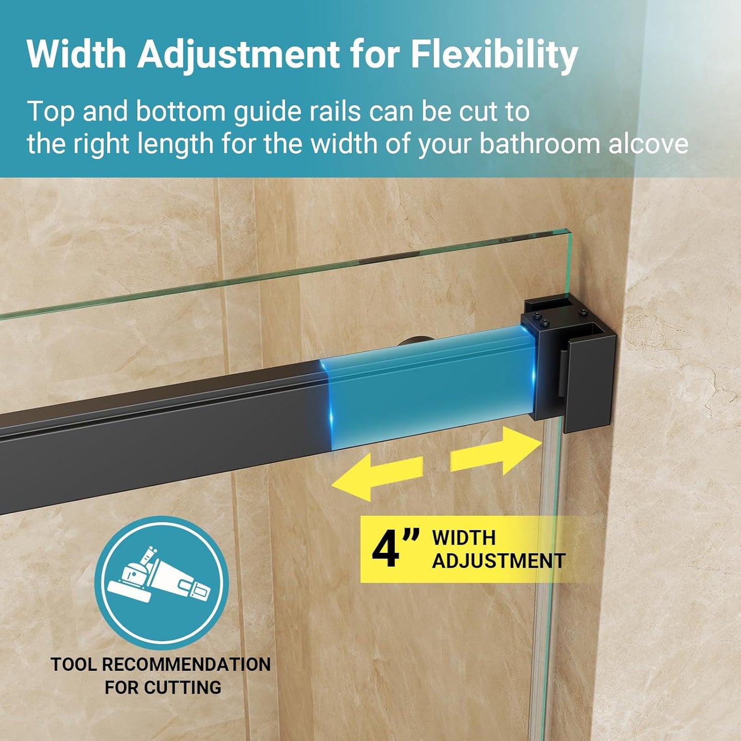 44"-48" W x 76" H Double Sliding Shower Door, 5/16" (8mm) Clear Tempered Glass Frameless Shower Door with Nano Easy Clean Coating, Stainless Steel Hardware, Matte Black Matte Black 48" W x 76" H - 8mm - Clear Glass