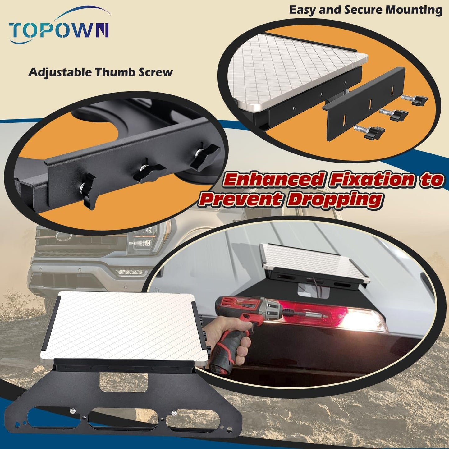 TOPOWN Drill-Free Cab Mount for Starlink Mini for Ford F150 (2015+), Metal Bracket for Starlink Mini for F250-F550 (2017+), Magnetic Mount for Aluminum Body (US Patent 30/008,384)