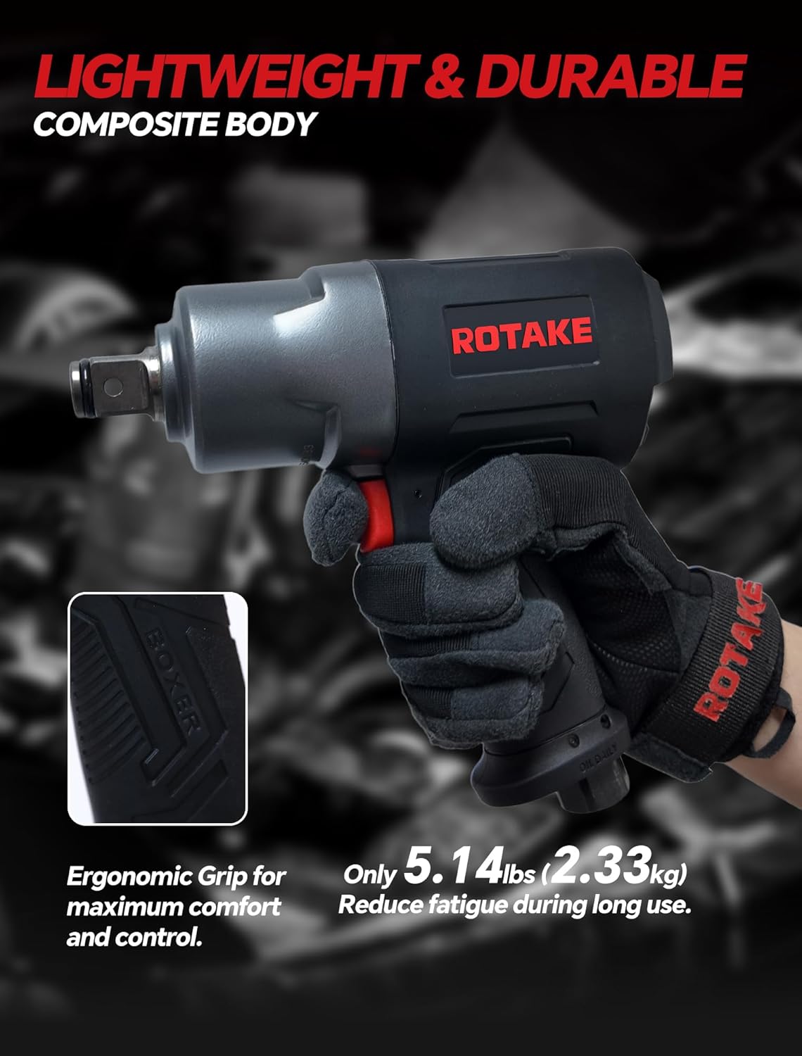 ROTAKE RT-5276 1/2" Air Impact Wrench High Torque, 1400 Ft-Lbs Heavy Duty Pneumatic Impact Gun, Twin Hammer Air Tools for Professional Mechanics, Car & Light Truck Tire Removal
