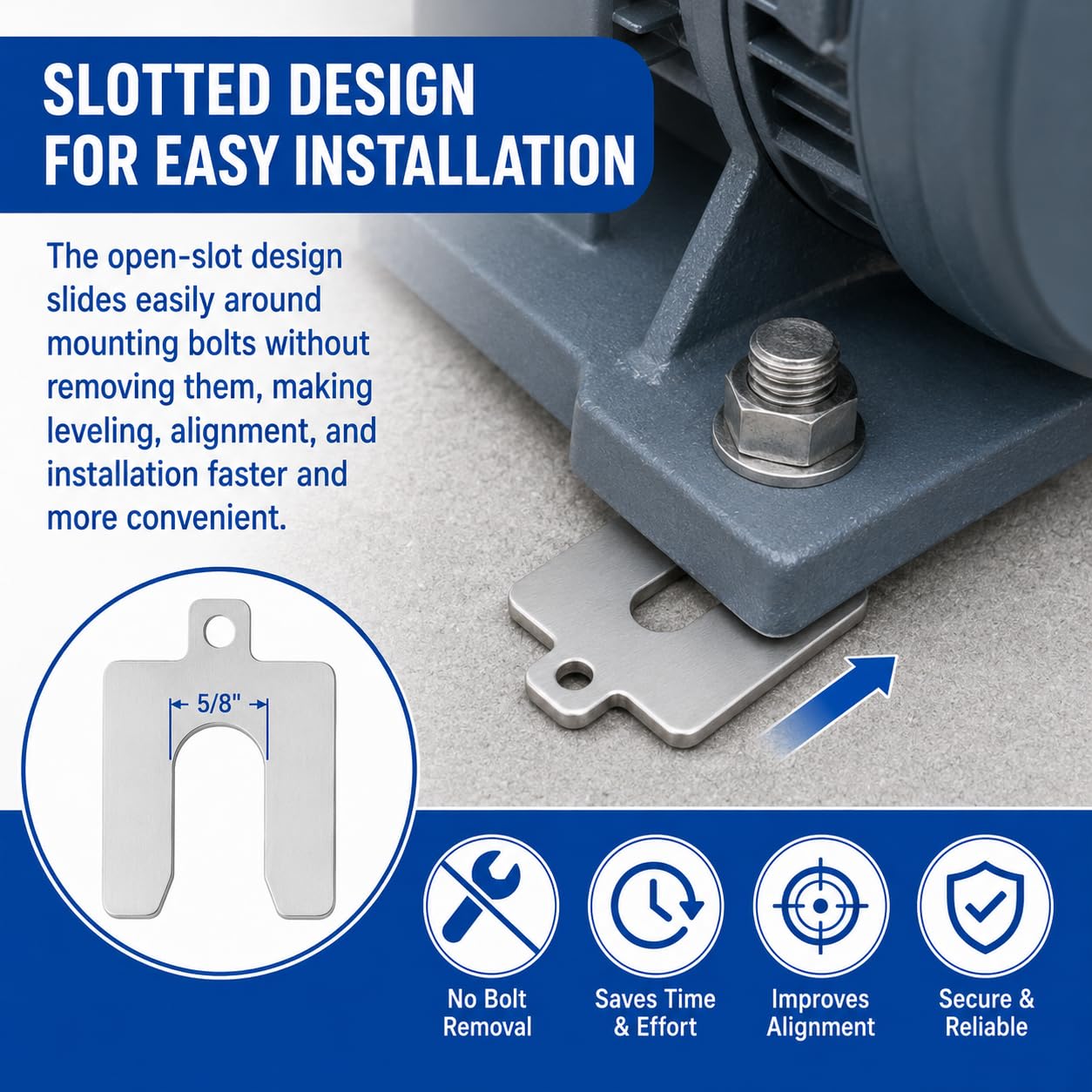 130 Pcs Size A 2" x 2" Stainless Steel Slotted Shims Kit, Stainless Steel Slotted Shim Shop Kit with 8 Thicknesses, for Precise Leveling and Calibration of Machine Tools Silver Size A 2" x 2" 130