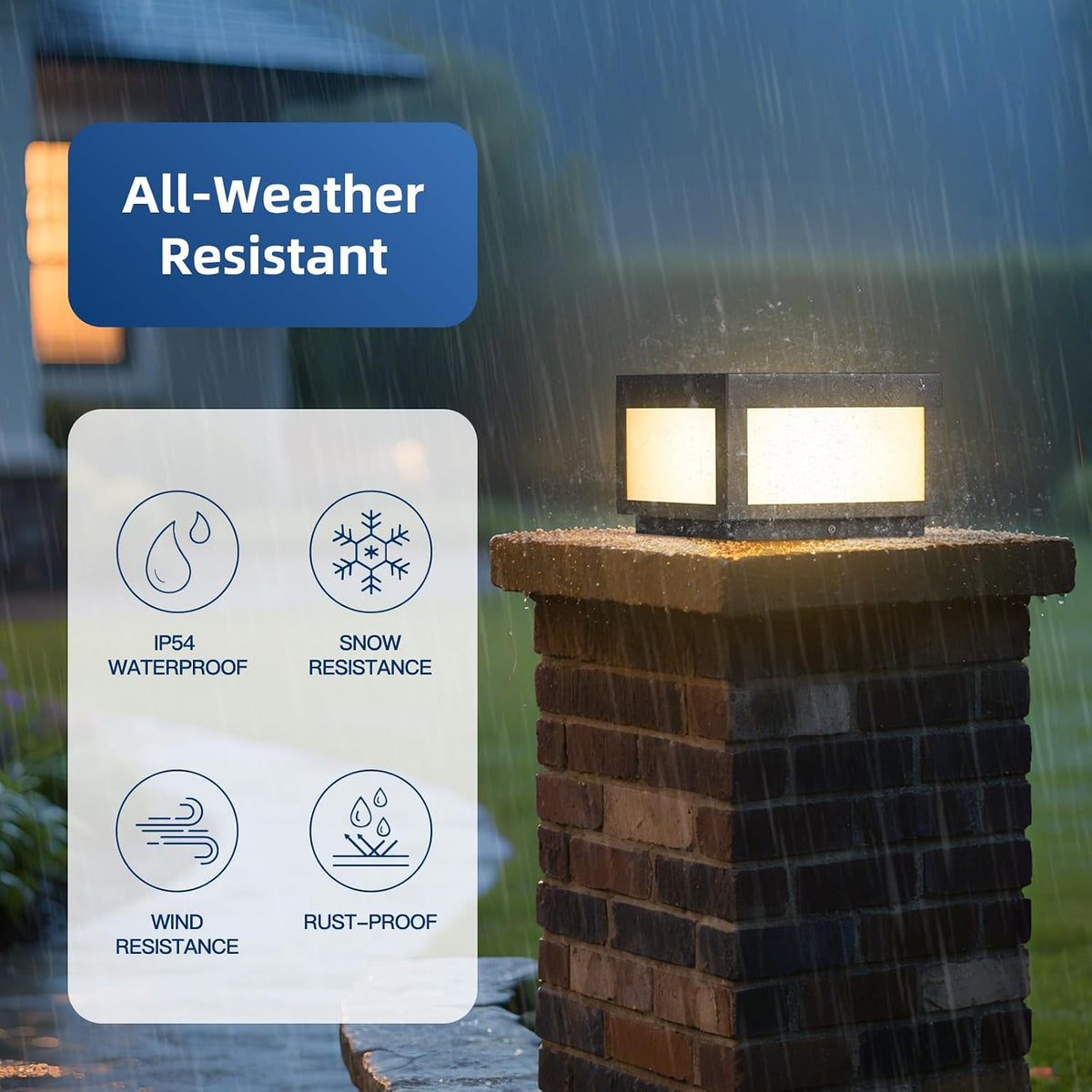 9.8" Outdoor Post Lights Hard Wired, Waterproof AC100-240V Column Light, 3000K Modern Pillar Lights, LED Deck Square Post Light Fence Lamp for Patio Garden Gate Entrance Posts with E26 Bulb