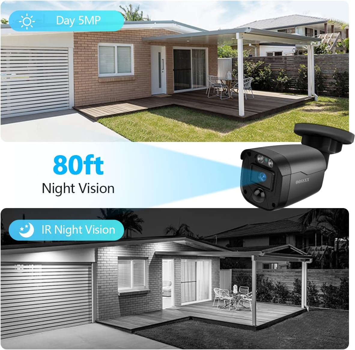 (Full HD 5MP Definition) Wired Security Camera System Outdoor Home Video Surveillance Cameras CCTV Camera Security System Outside Surveillance Video