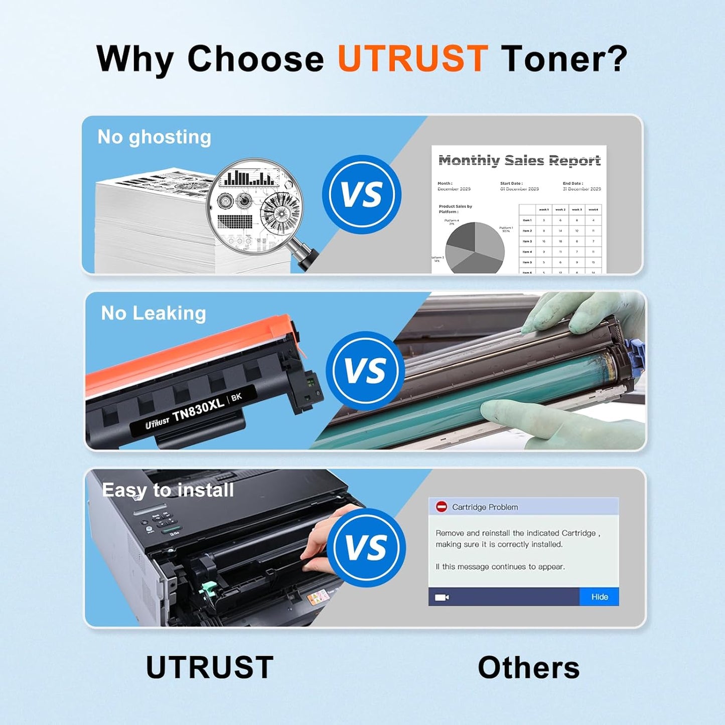 Compatible TN830XL Toner Cartridge Replacement for Brother TN830XL TN830 TN 830 Black Toner for Brother DCP-L2640DW HL-L2460DW HL-L2480DW HL-L2400D HL-L2405W MFC-L2820DW Printer 4 Pack(High Yield)