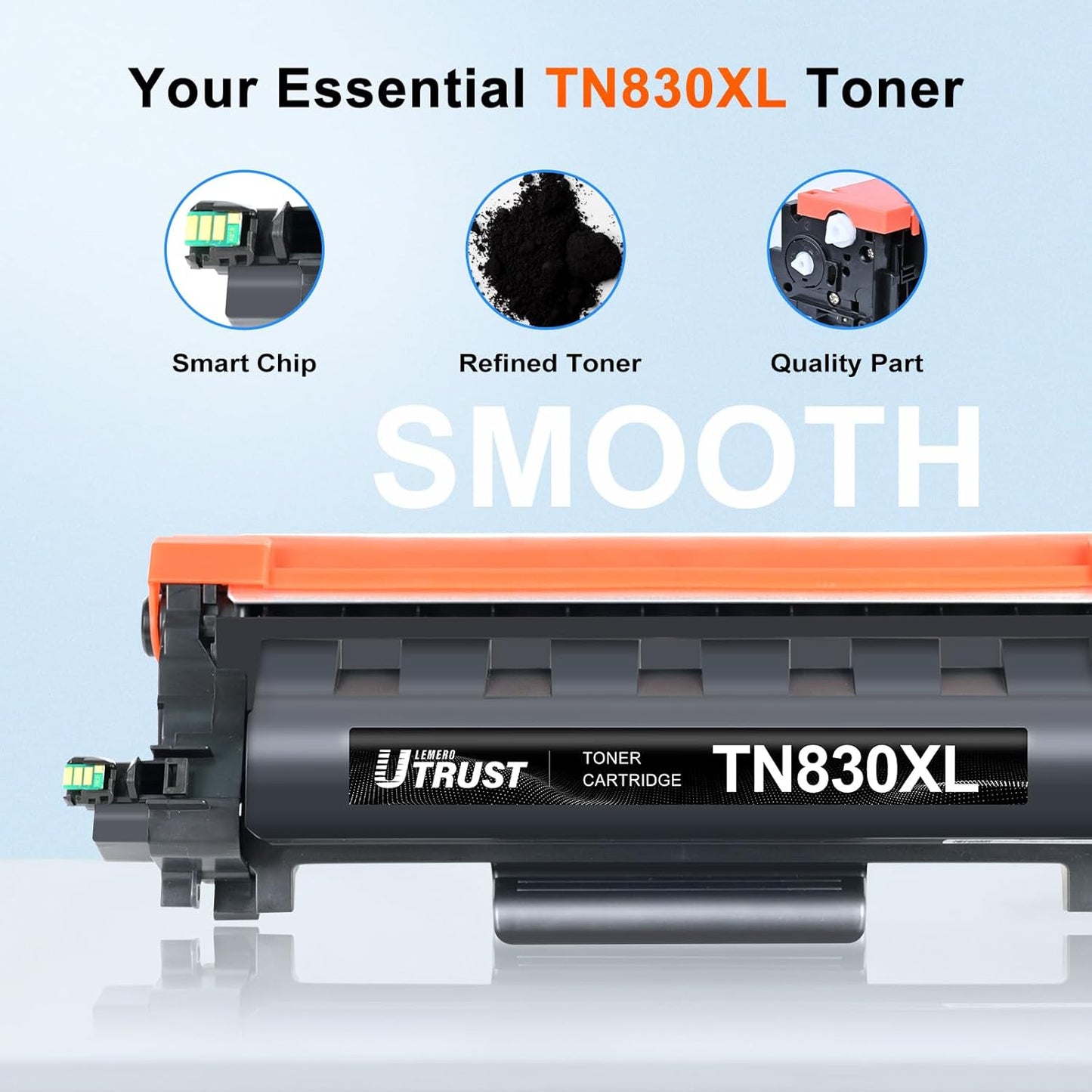 Compatible TN830XL Toner Cartridge Replacement for Brother TN830XL TN830 TN 830 Black Toner for Brother DCP-L2640DW HL-L2460DW HL-L2480DW HL-L2400D HL-L2405W MFC-L2820DW Printer 4 Pack(High Yield)