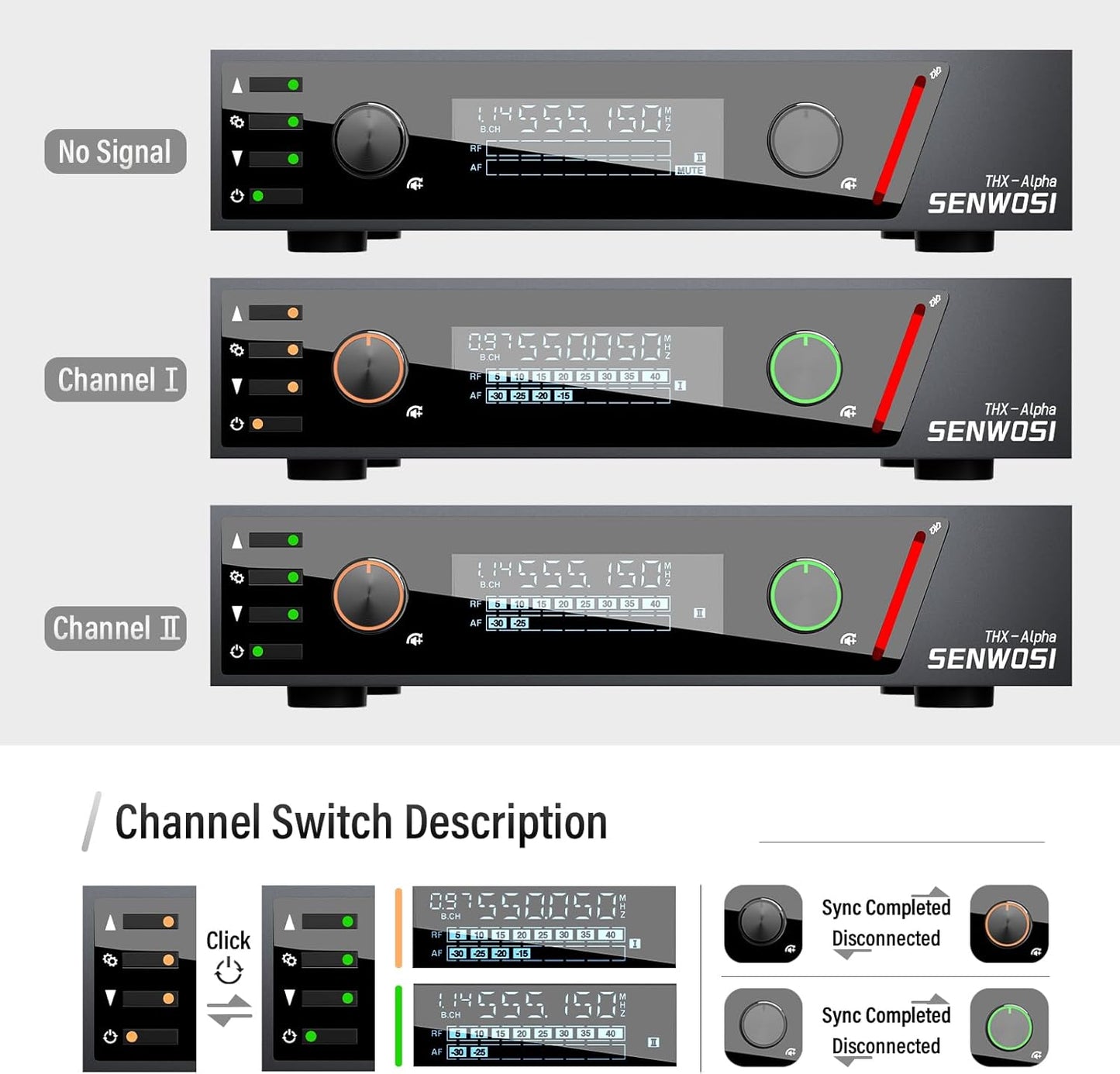 Dual Channel UHF Metal Wireless Mic System with Two Wireless Handheld Dynamic Microphones, 2100 Adjustable Freq