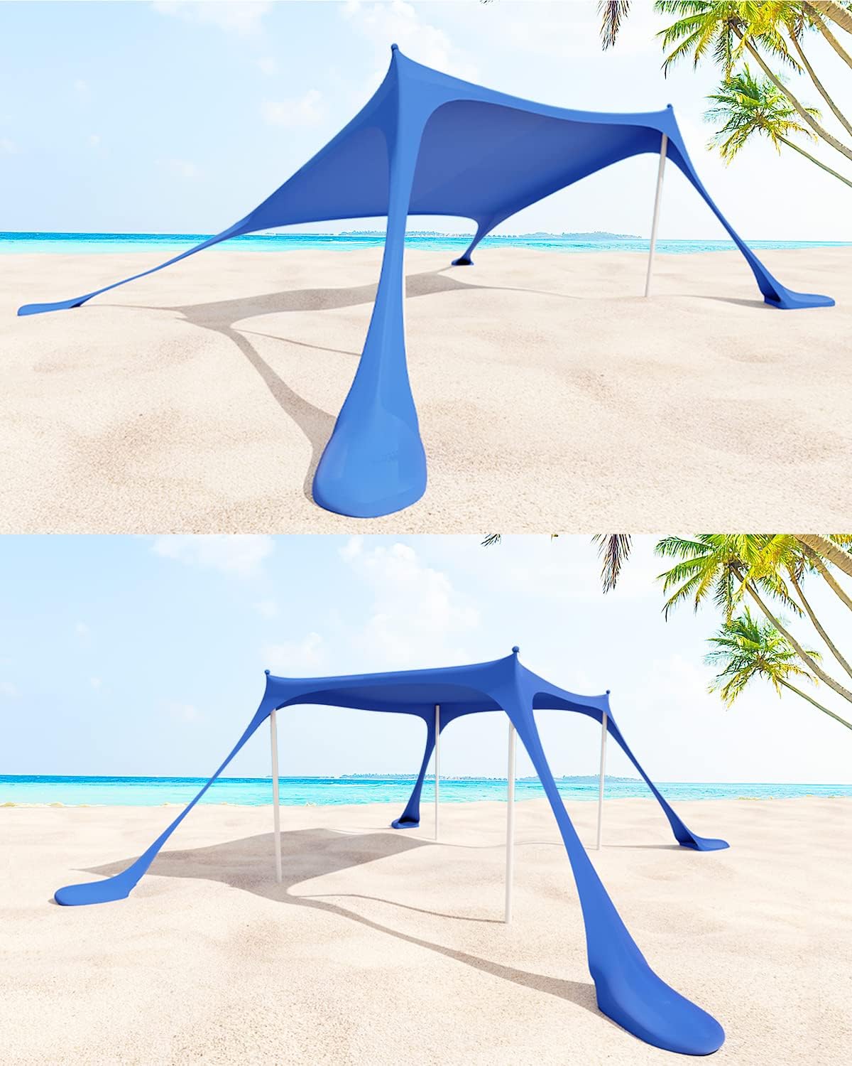 Fuairmee Beach Tent Sun Shelter, 10x10FT Beach Tent Sun Shade Canopy UPF 50+ UV Protection, Easy Set Up Pop Up Outdoor Shade with Portable Carrying