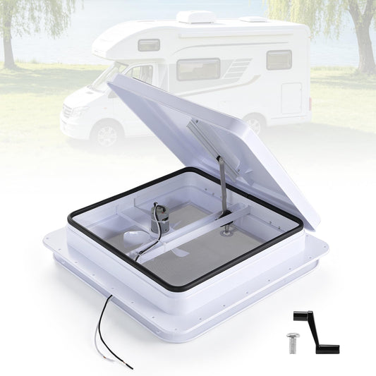14" RV Roof Vent Fan with 12V Reversible Motor, 4-Speed Quiet Exhaust Fan, 12 Inch Blades Universal Fit for Camper, Travel Trailer, Motorhome & Caravan