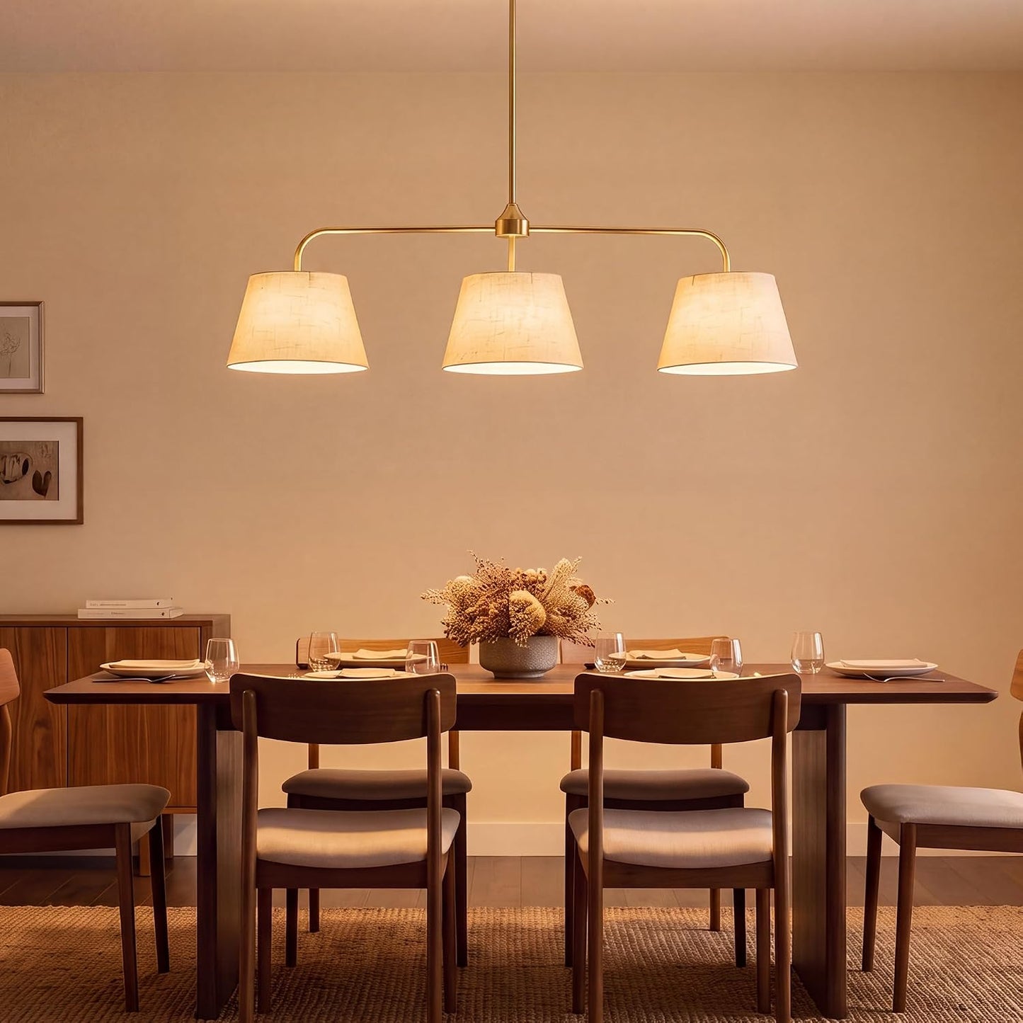 Linear Chandeliers for Dining Room 40.75in, Brass Kitchen Island Fixture