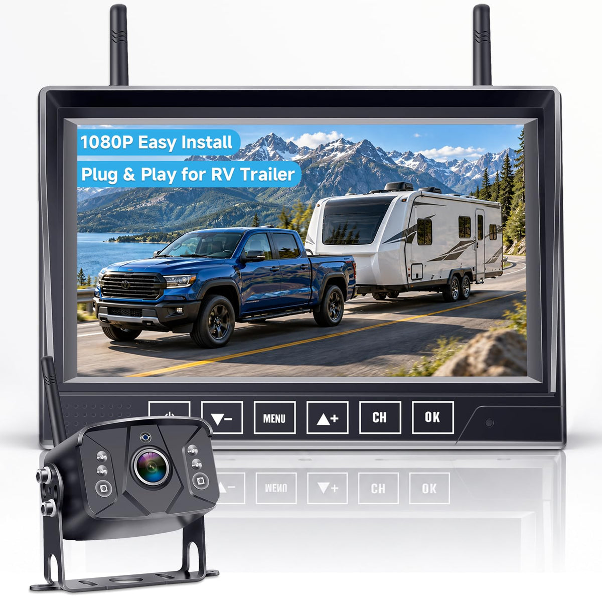 Easy Install 1080P Wireless RV Backup Camera: 7” Plug & Play for RV Trailer