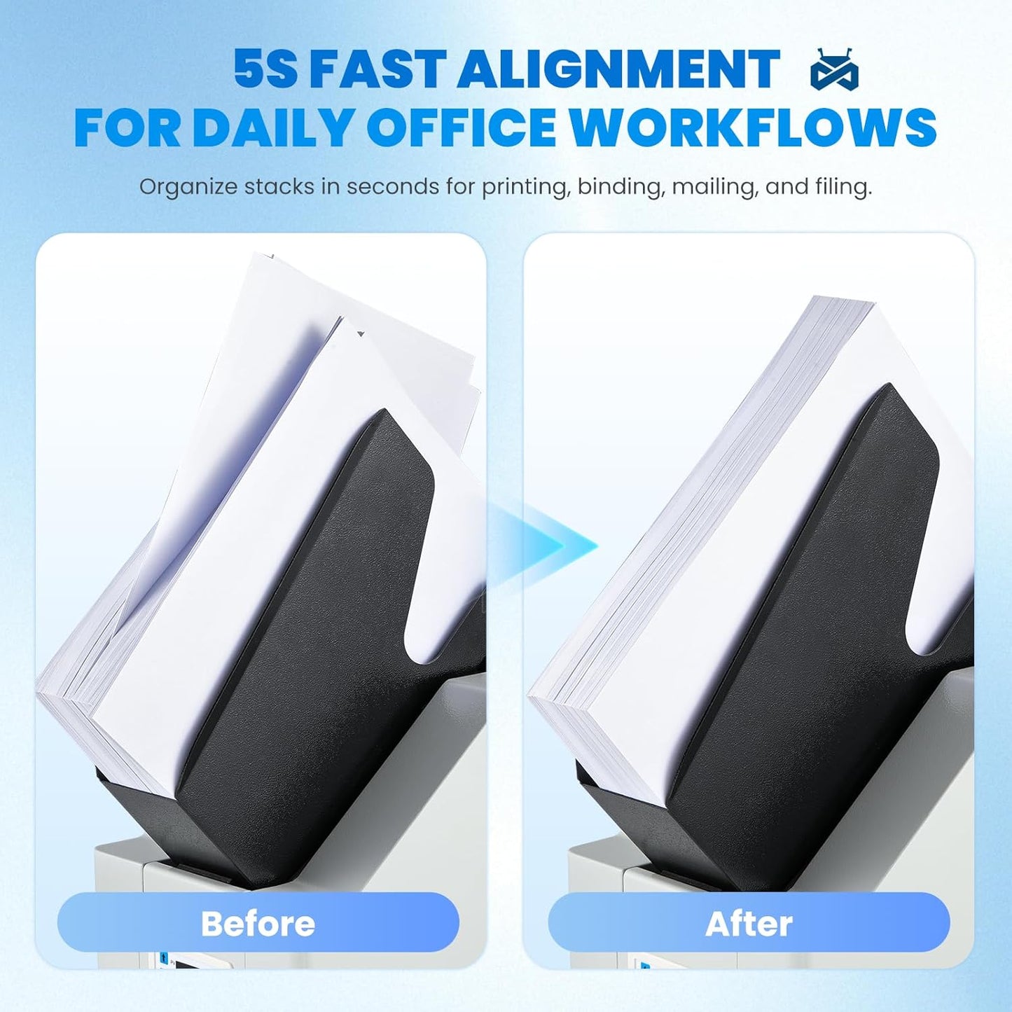 Mxmoonant Desktop Paper Jogger 70mm, 500 Sheets Large Capacity, Digital Control Panel, A4/Letter/A5 Size Paper Finisher for Office