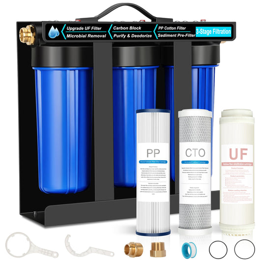 Water Filter System for RVs and Campers, 5-Stage Water Filtration | 0.01 Micron Filters Out Sediments, Chlorine, Heavy Metals, Odors for Boats, Travel Trailers, 1" Inlet/Outlet