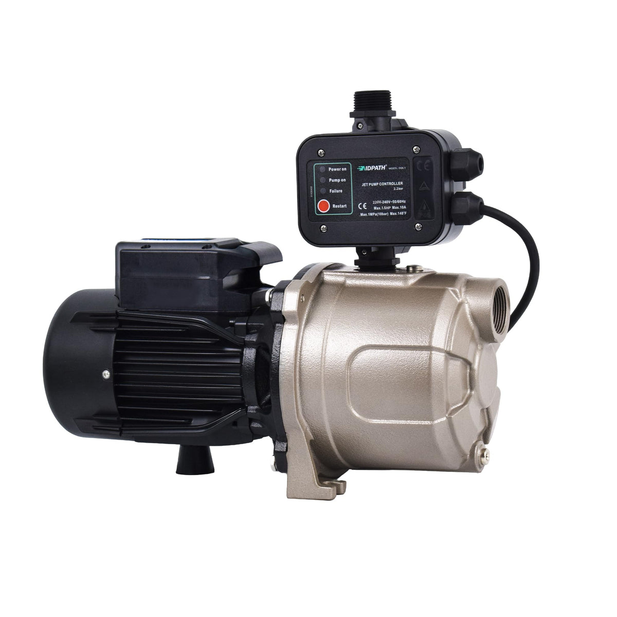 Shallow Well Jet Pump, 230V Irrigation Pump for Sprinkler System Black