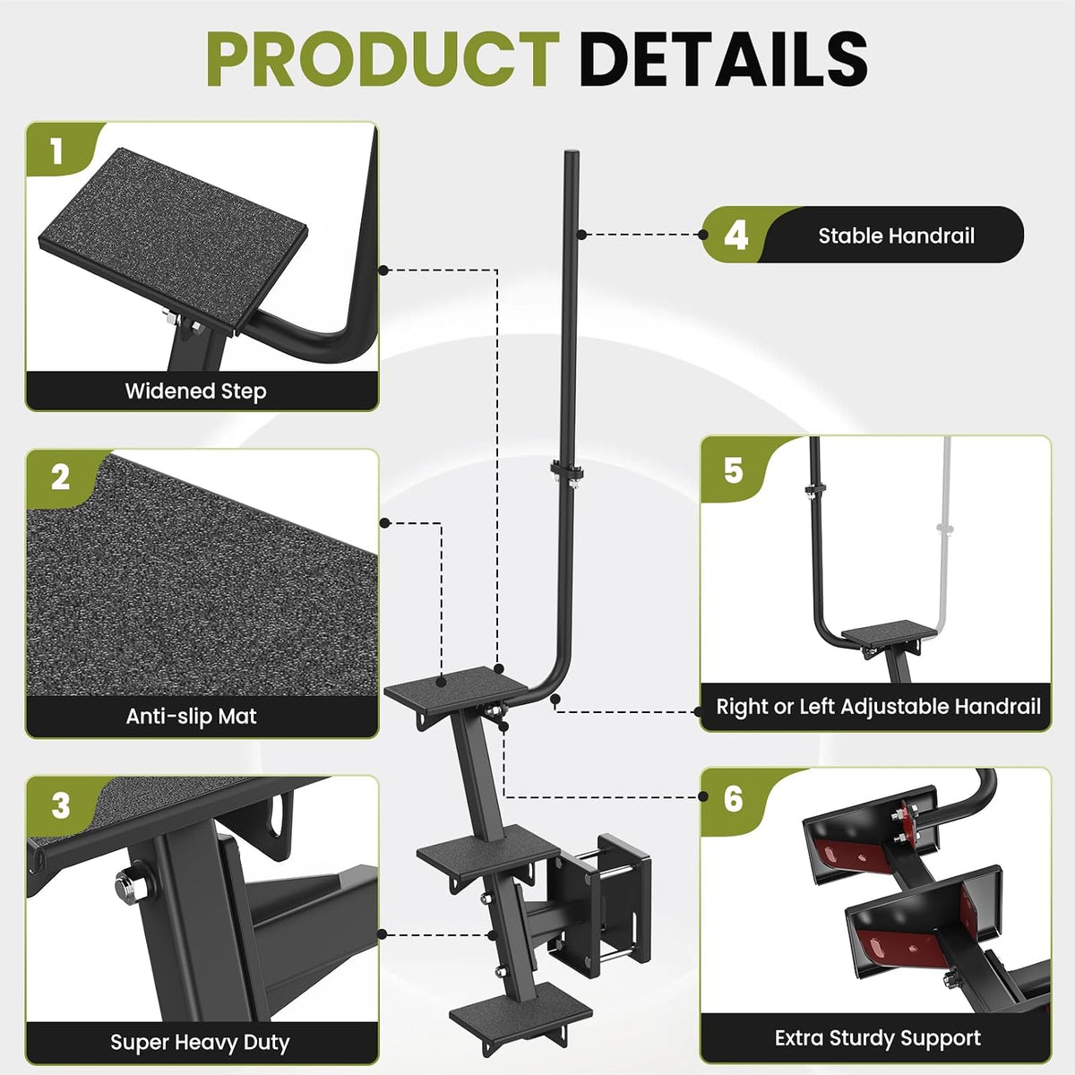 Heavy Duty Boat Trailer Steps, Fits 3"x3", 4"x4" & 3"x5", 880 lb Capacity Side-Mounted Boat Trailer Steps 1