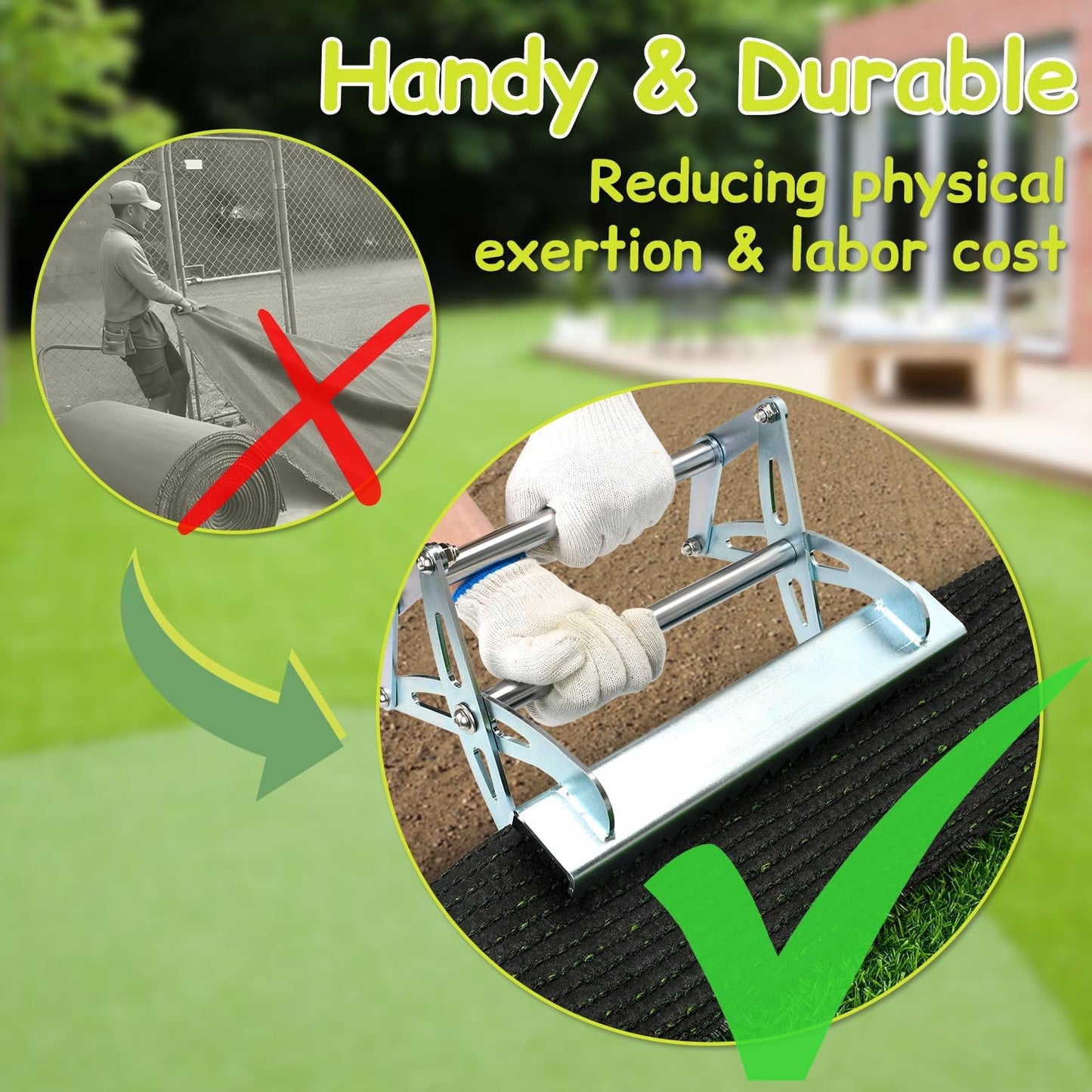 TOPOWN Artificial Lawn Installation Tool Turf Gripper Heavy-Duty, Synthetic Turf Gripper Artificial Grass Installation Tool Grass Gripper, Quick-Use for Scoccer Field, Golf Course, Park, Garden