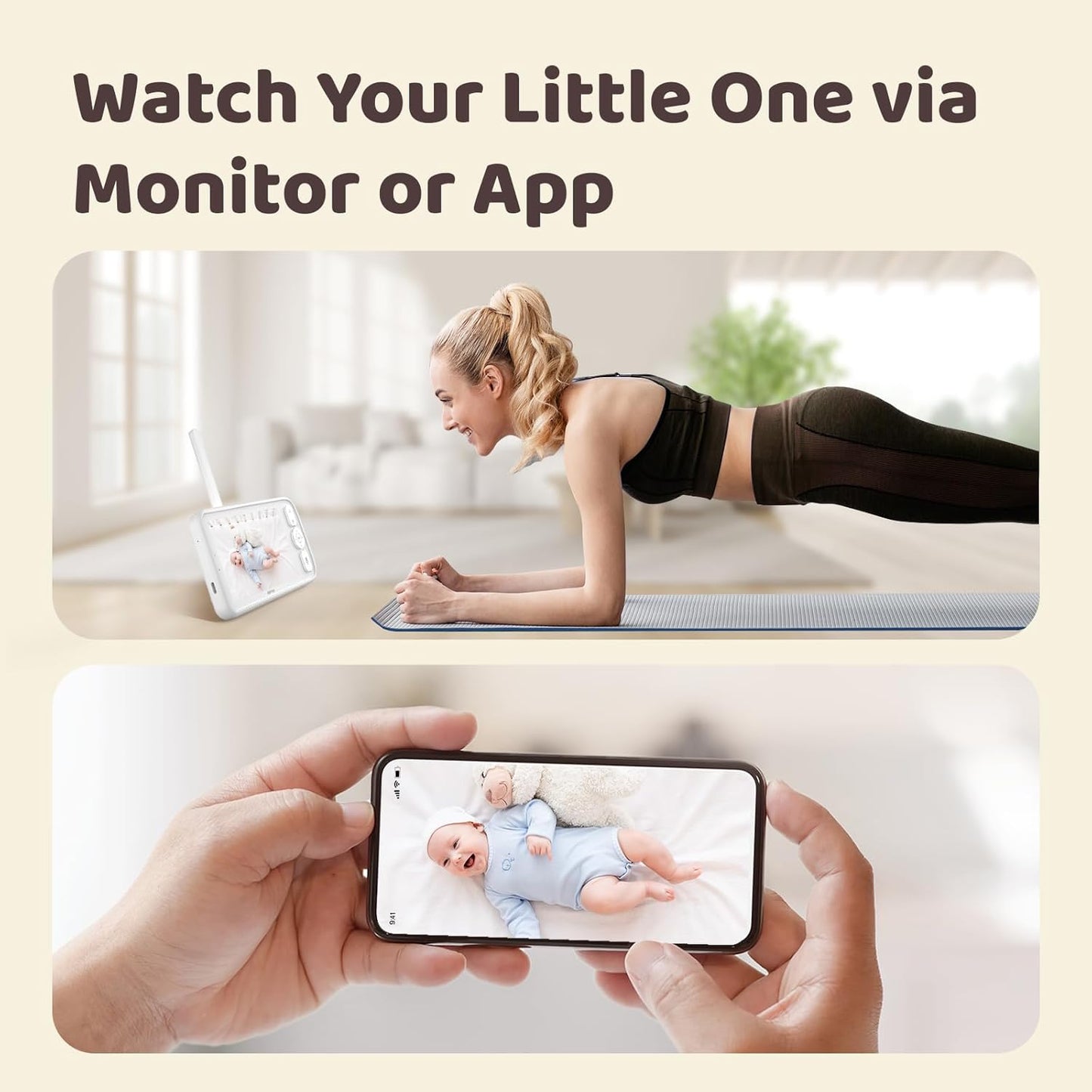 Baby Camera Monitor Video - 5000mAh Baby Monitor with Camera and Audio