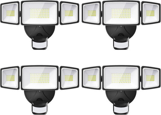 4 Pack 65W LED Motion Sensor Outdoor Lights, 6500LM 6500K IP65 Waterproof Security Lights Motion Outdoor Flood Lights Fixture Detection Detector for