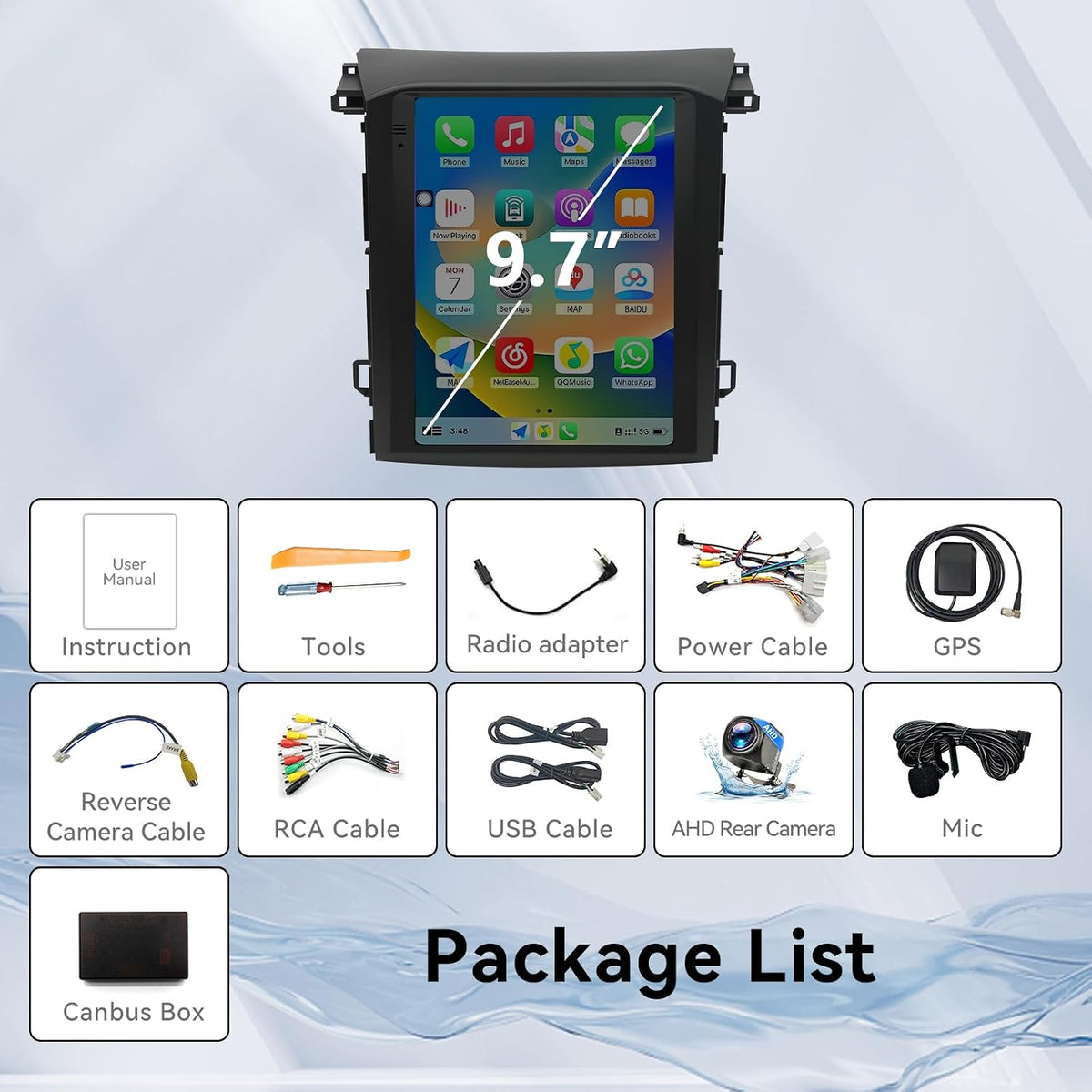 Android 14 Car Stereo Radio Compatible with Subaru Crosstrek XV 2018 2019 2020 2021 Wireless CarPlay & Android Auto AHD Backup Camera Upgrade 9.7" Touch Screen GPS WiFi SWC FM Bluetooth 2+64G