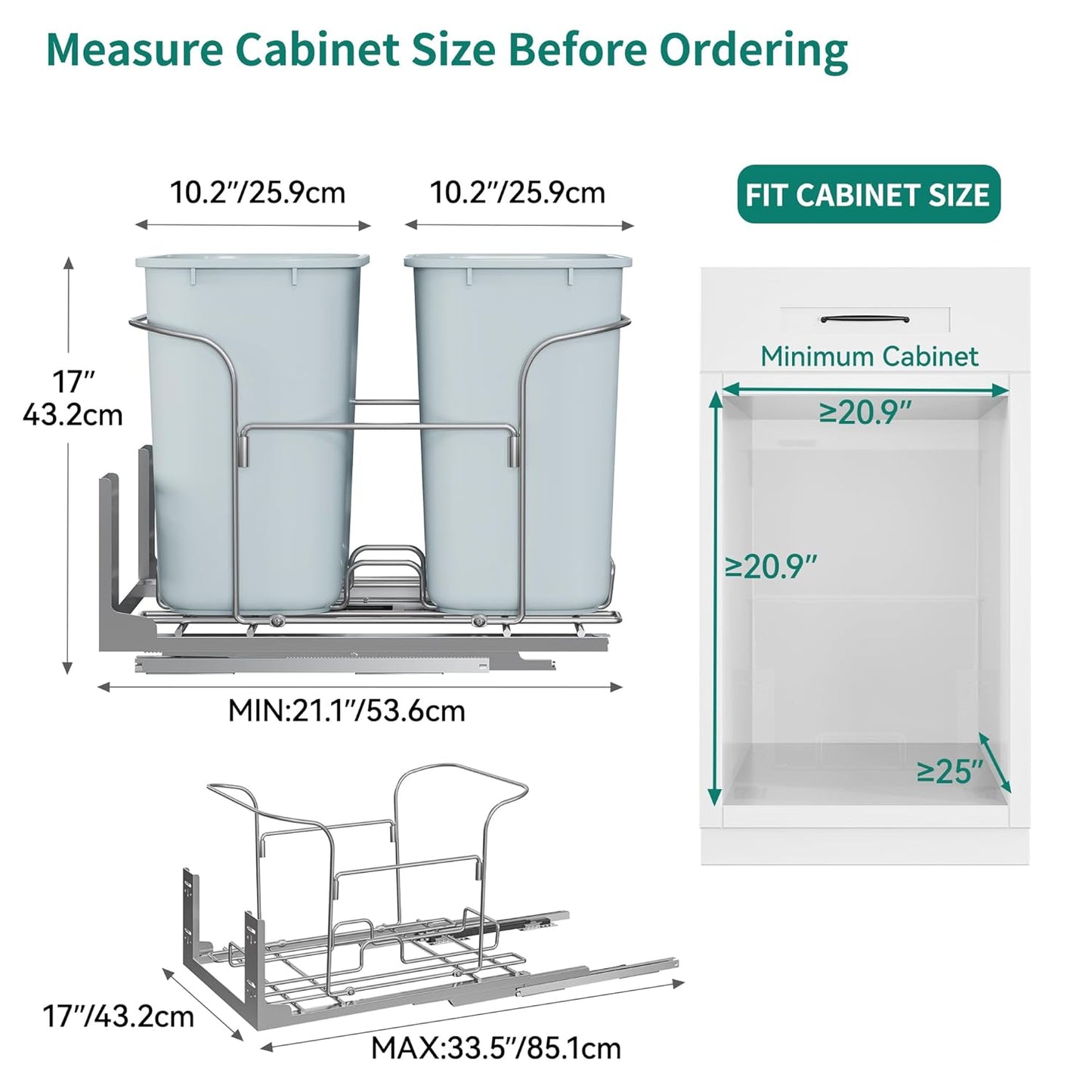 Sliding Trash and Recycle Bin Holder