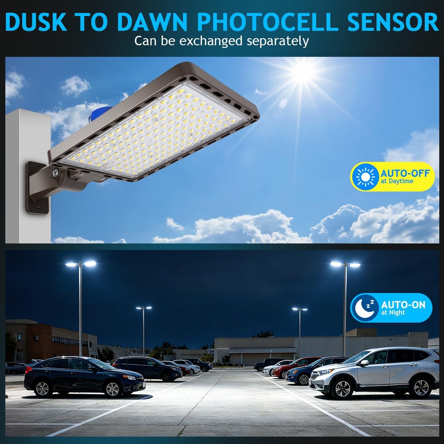 350W LED Parking Lot Light Dusk to Dawn Photocell 5000K Commercial Outdoor Area Light IP65 Waterproof 100-277V 52500LM Wall Mount 3 Pack 350W*3 Wall Mount