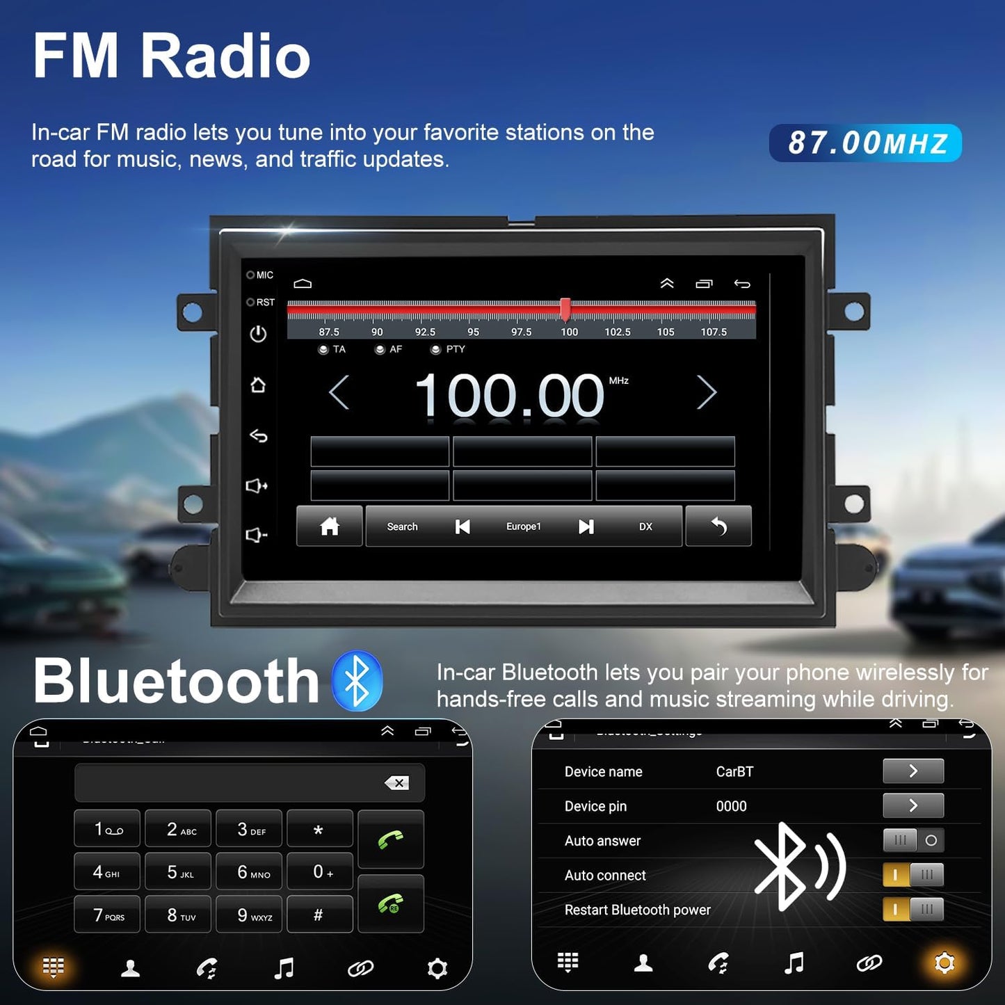 Car Radio for Ford Mustang 2005-2009, Explorer 2006-2010, Edge 2007-2010, Expedition 2007-2014, 7 Inch Touch Screen Stereo Upgrade with Wireless Carplay Android Auto Bluetooth Backup Camera 5GWiFi FM