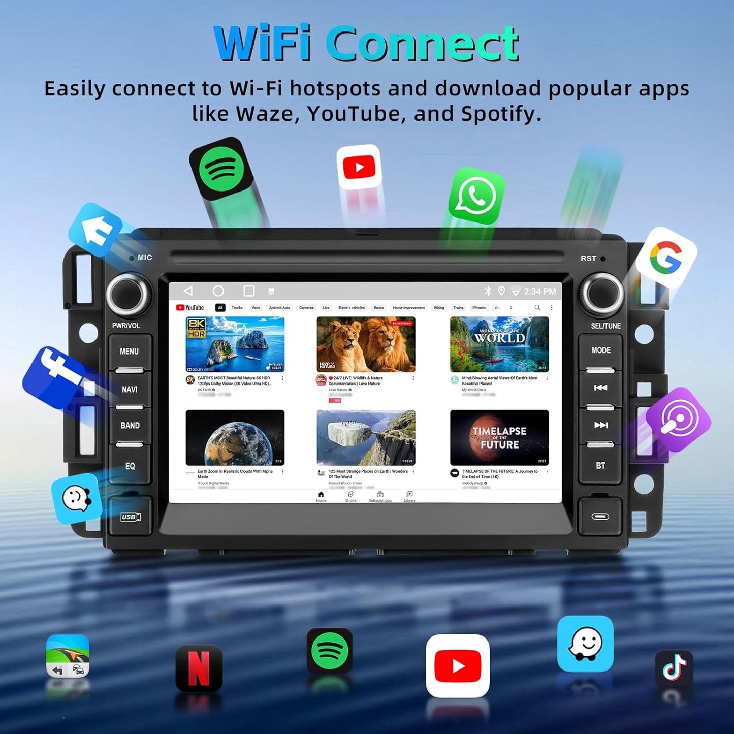 Car Stereo Radio for Chevy Silverado 2007-2013 GMC Sierra Yukon Buick,Android 15 Silverado Radio Replacement with CarPlay Android Auto Backup Camera