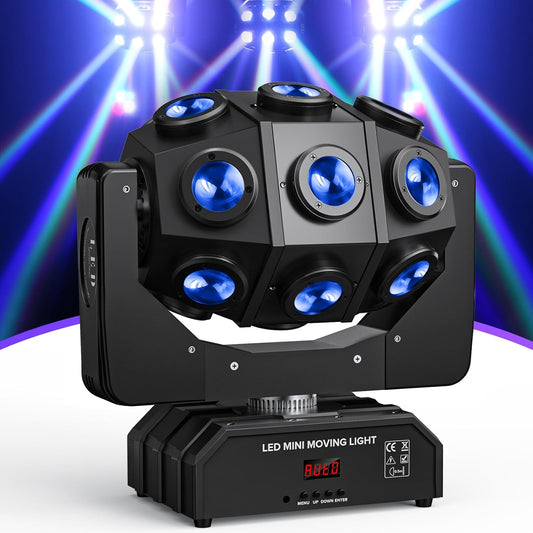 180W RGBW LED 4 in1 Moving Head Light 360 Rotation DJ Light with Sound Activated DMX Control Beam Stage Lighting for Party Live Show Wedding Club