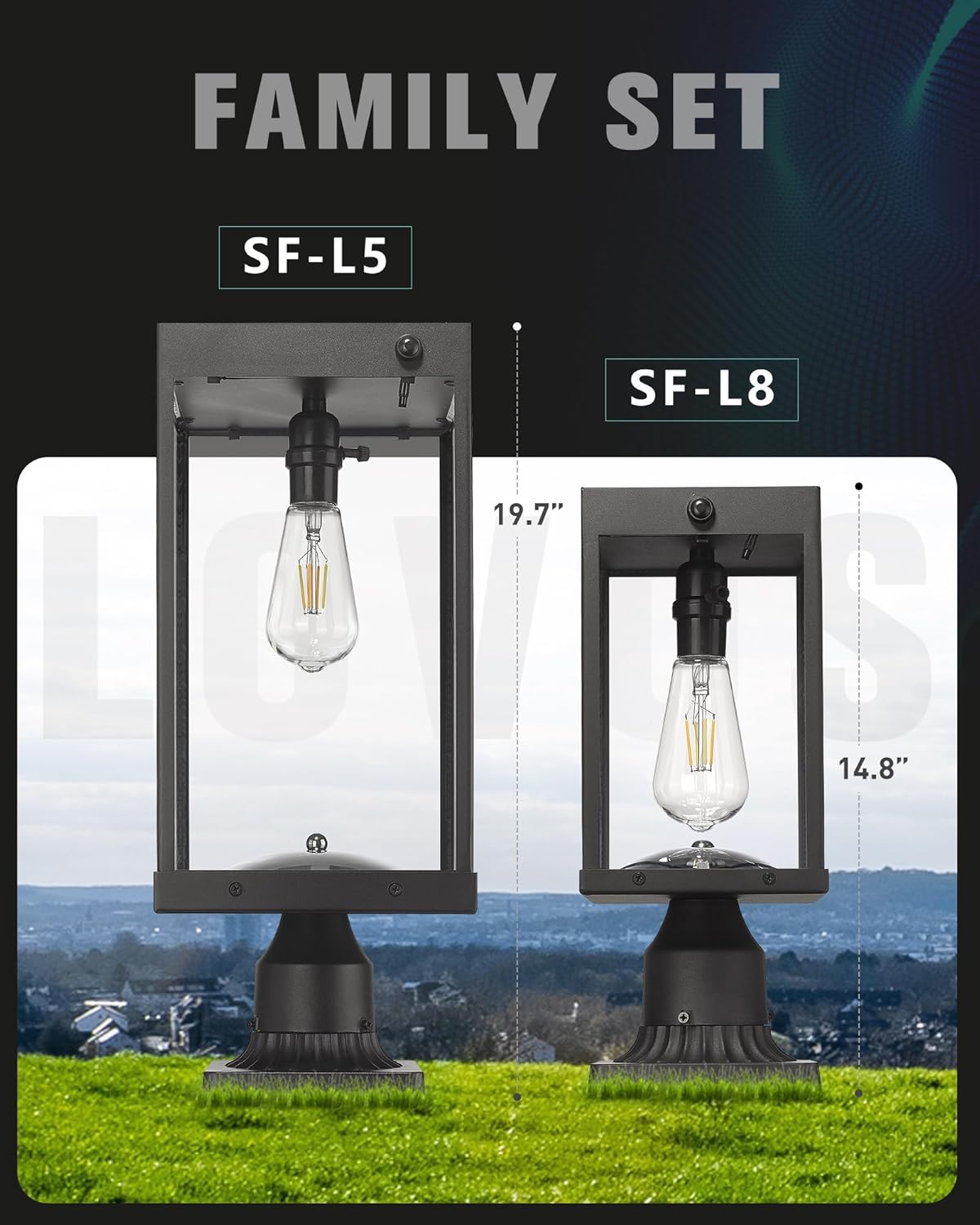 2-Pack Solar Post Lights Outdoor, Color Temperature, Remote-Controlled, Outside Solar Post Lamp with Pier & Pole Mount Options