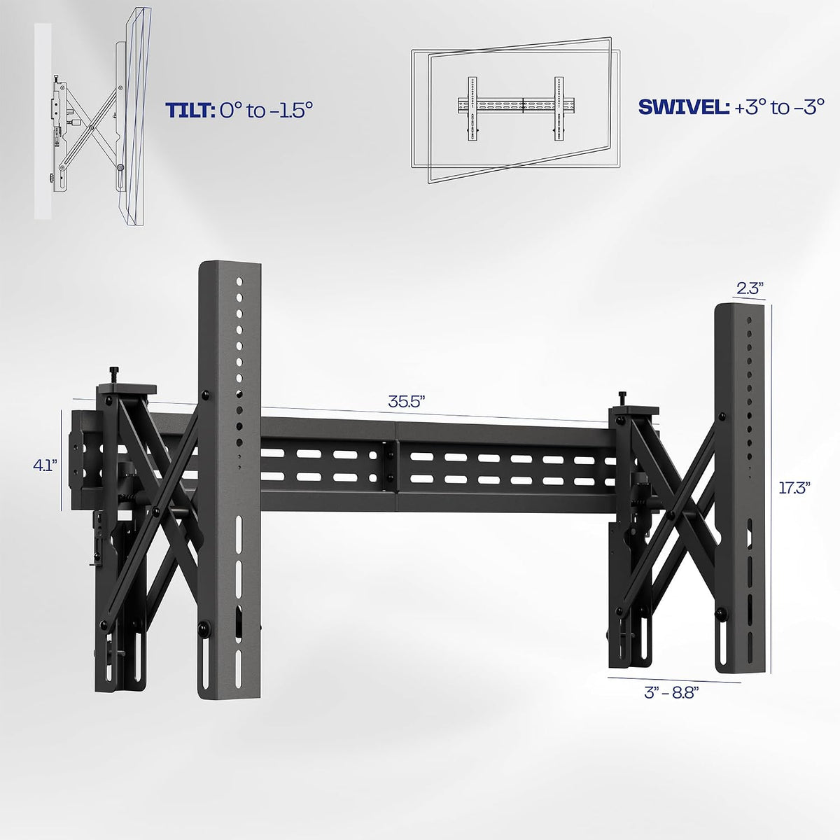 VIVO Black Pop-Out Video Wall Mount for 37-90 in TV, MOUNT-VW65-1 37" to 90" TVs 1 mount