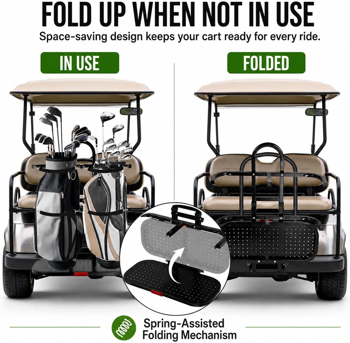 Golf Cart Bag Holder for 4 Seat Golf Cart, Fits for EZGO Club Car Yamaha, Holds 2 Golf Bags