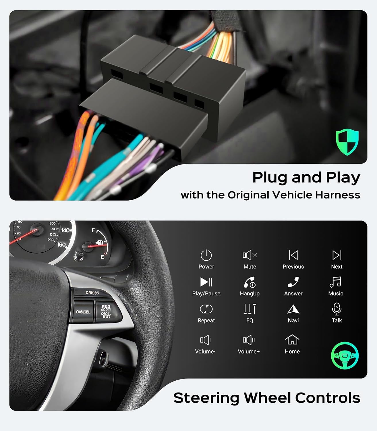 AINAVI 10.2 Inch Car Radio Stereo for Honda Accord 8th 2008-2013 Upgrade 2G+64G IPS HD Touch Screen Wireless CarPlay Android Auto/GPS/SWC/Bluetooth/HD Backup Camera
