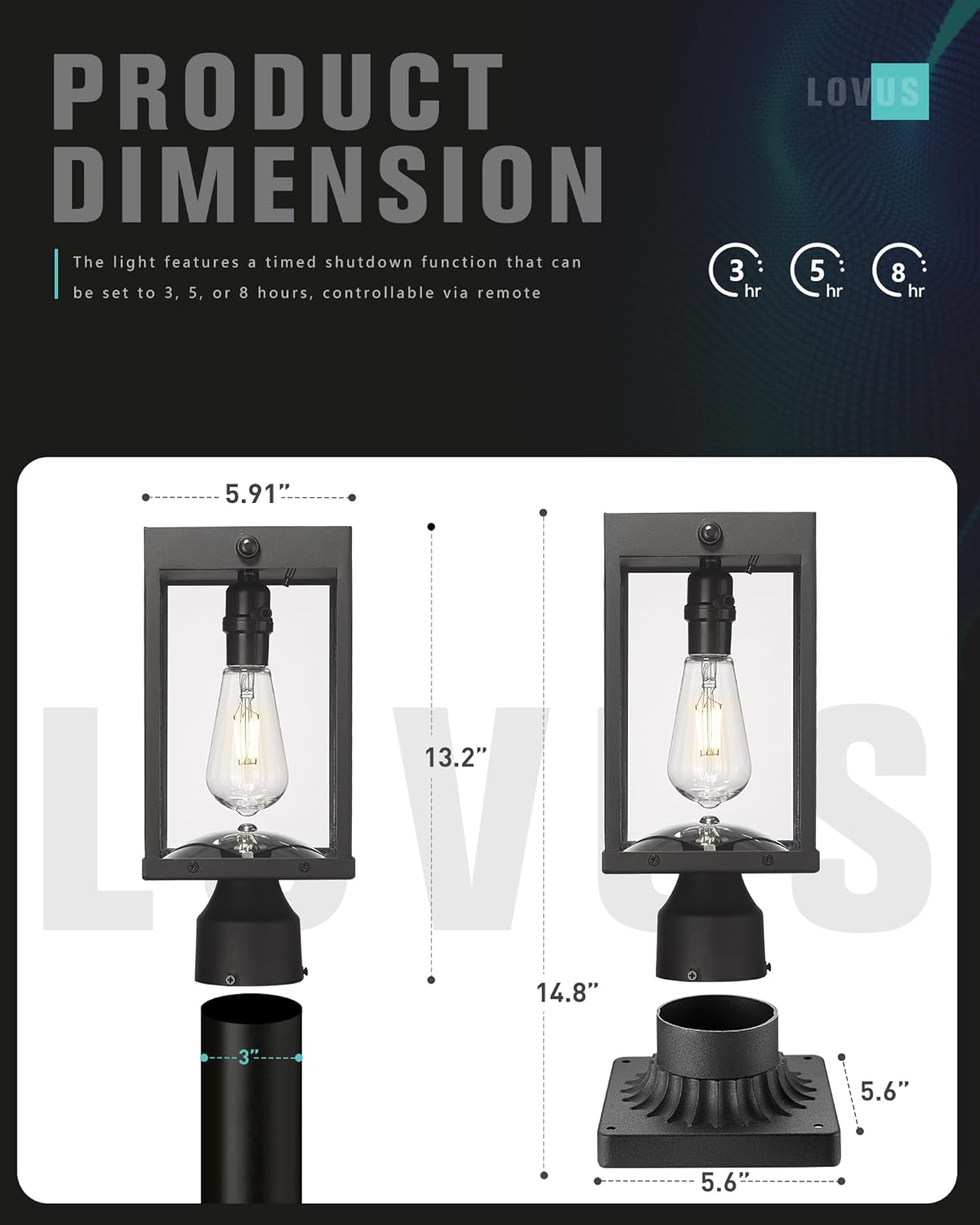 2-Pack Solar Post Lights Outdoor, Color Temperature, Remote-Controlled, Outside Solar Post Lamp with Pier & Pole Mount Options