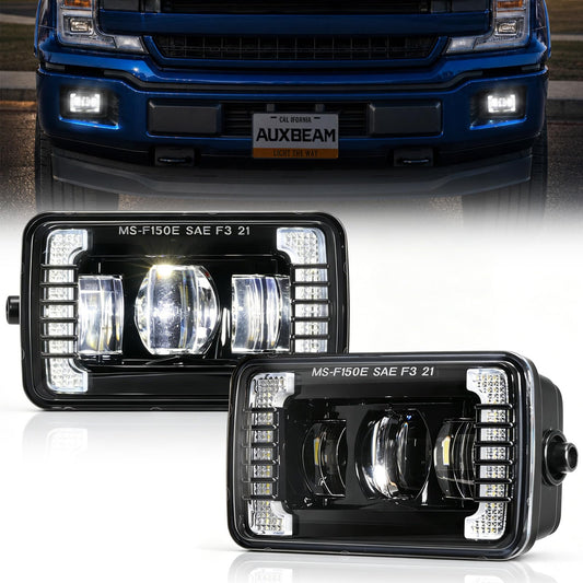 Auxbeam Upgarded LED Fog Lights With White DRL, 4 Inch Fog Lights for Ford F150 2015-2020 F250 F350 2017-2018, 36W 3600LM Bumper Fog Lamps Dot Approved, IP67 Waterproof, Pair, Black