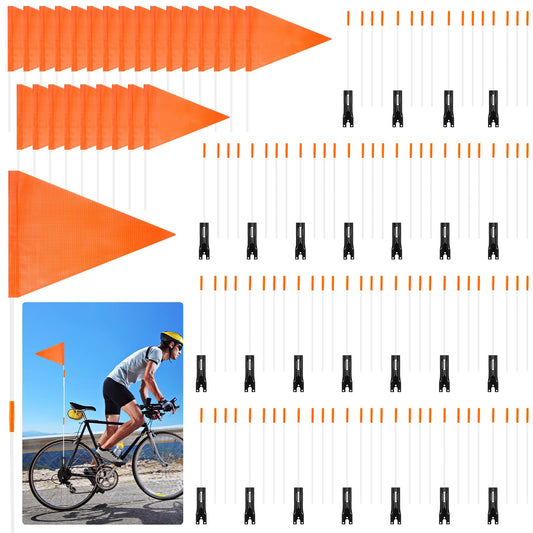 25 Set Bike Safety Flag 6 ft with Pole, an Warning Sign High Visibility Orange Flags for Bikes, Trailers, Golf Carts and All Kinds of Work Vehicles