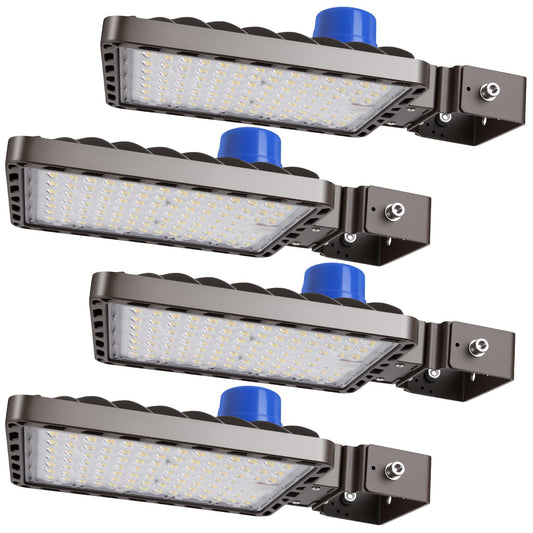 240W 4-Pack LED Parking Lot Light,Commercial Light for Wide Area | 36000LM Shoe Box Street Flood Light with Dusk to Dawn Photocell, 5000K IP65 Waterproof, Adjustable Trunnion Mount,110-277V