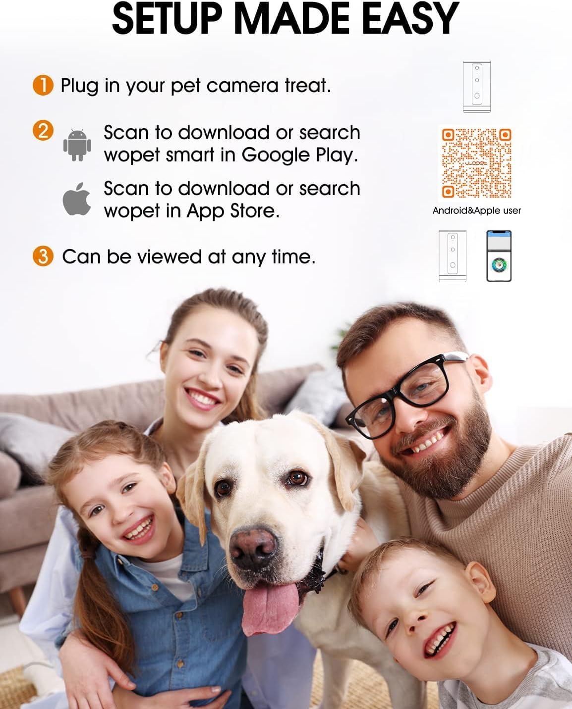 WOPET 5G Wi-Fi Dog Camera with Treat Dispenser, D01 Plus Indoor Pet Camera for Dogs and Cats, 1080P HD with Night Vision, Two Way Audio, Phone App