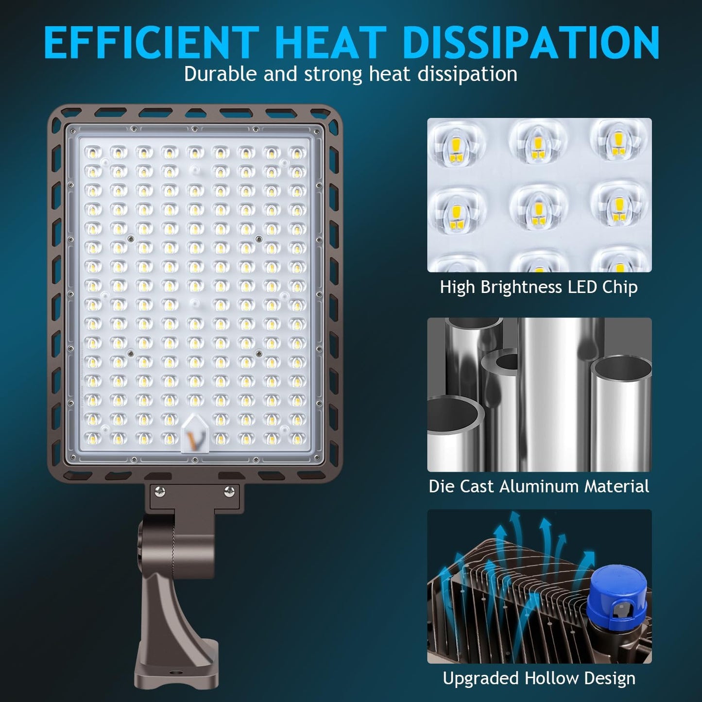 350W LED Parking Lot Light Dusk to Dawn Photocell 5000K Commercial Outdoor Area Light IP65 Waterproof 100-277V 52500LM Wall Mount 3 Pack 350W*3 Wall Mount