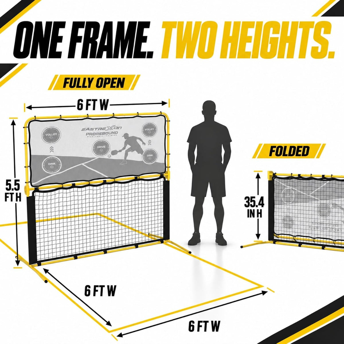 3-in-1 Pickleball Rebounder, Pickleball Trainer for Solo Practice 5.5x6 FT