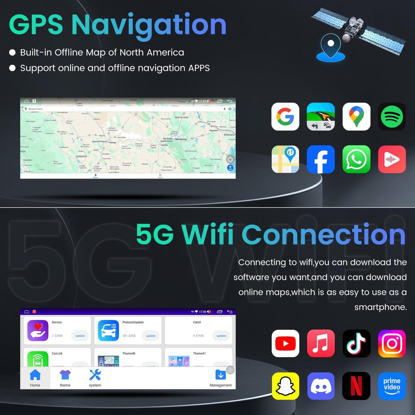 4Core 64ROM Car Radio for Dodge Ram 2006 2007 2008: 1280x800 CarPlay/Android Auto Bluetooth 5G WiFi GPS for Chrysler 300 /300C 2005 2006 2007,for Jeep Grand Cherokee 2005 2006 2007
