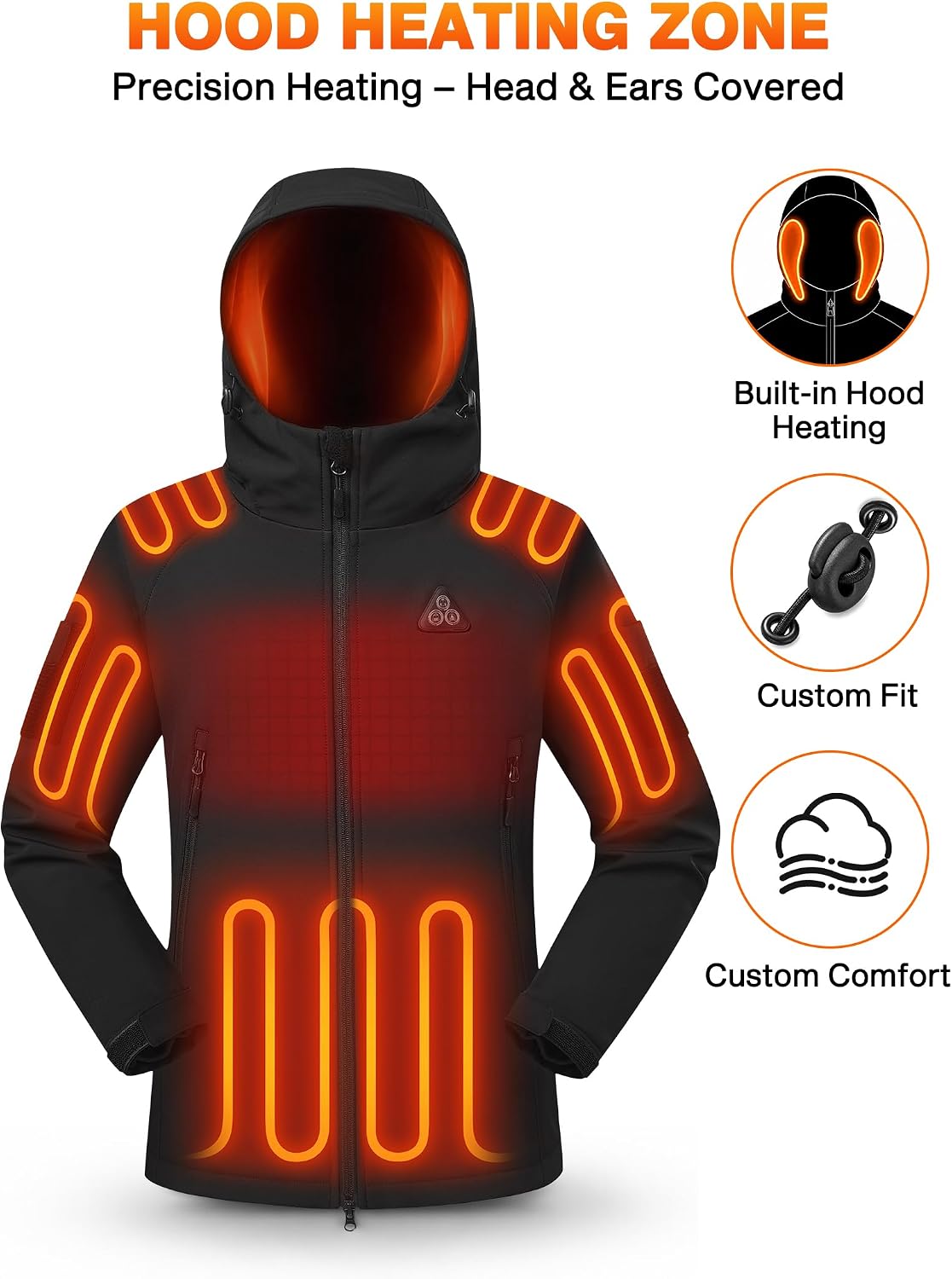 Heated Jacket for Women, 16000mAh High Capacity Power Bank Softshell Jacket Medium Matte Black