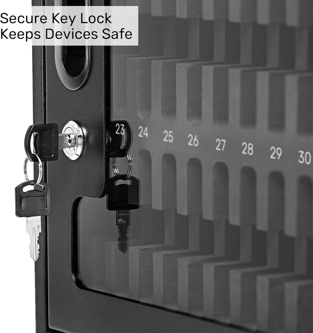 Luxor CHZZ001 CellGuard Phone Storage Cabinet, Cell Phone Locker for Classroom with 32 Foam Slots, Locking Acrylic Door, Powder-Coated Steel, Black