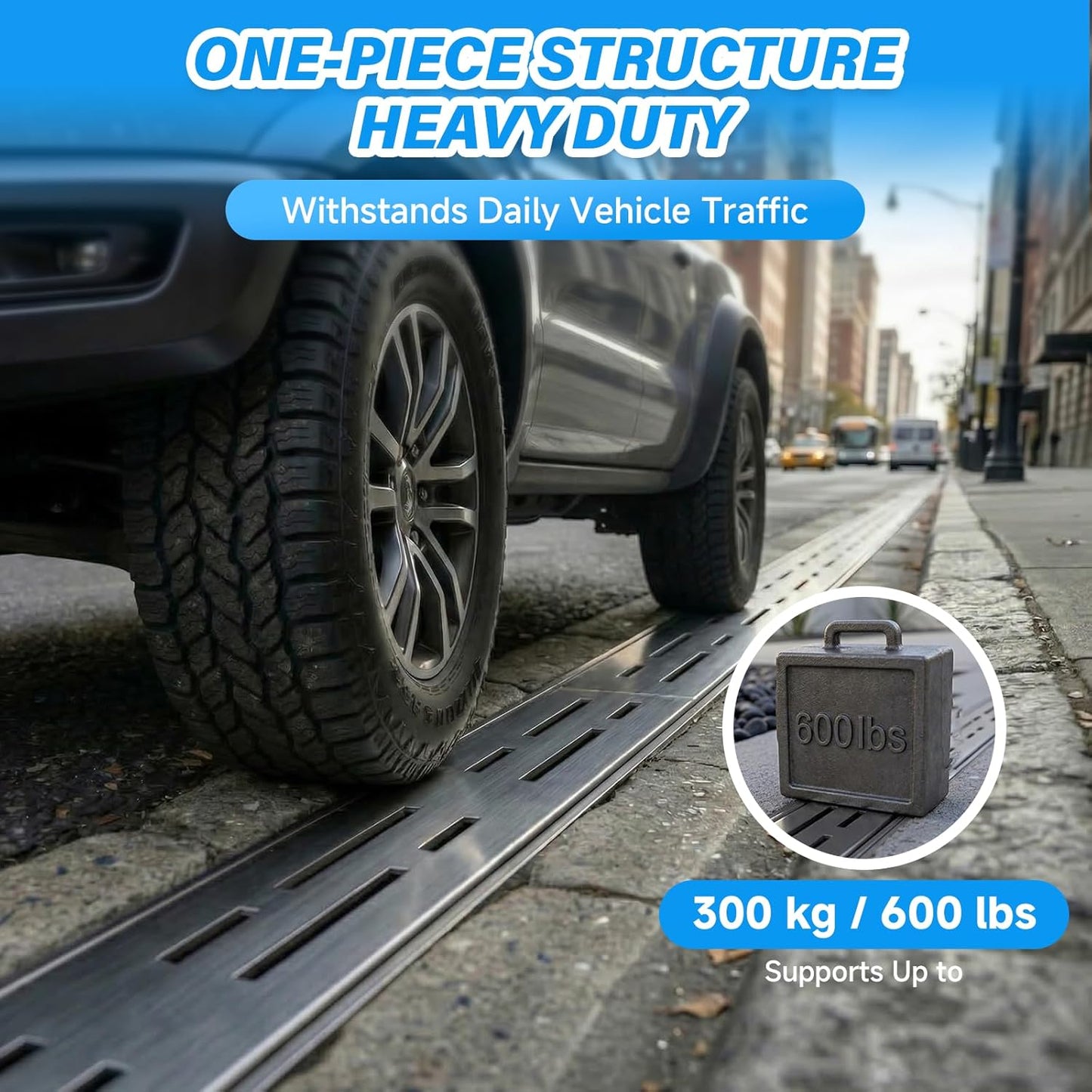 Channel Drain 1.97" W x 3.25 FT L x 2.76" H, 304 Stainless Steel Pool Deck Drain Channel with Connector for Pool Decks, Patios, Courtyards, Walkways and Pavers W1.25"H1.57"-3.3ft