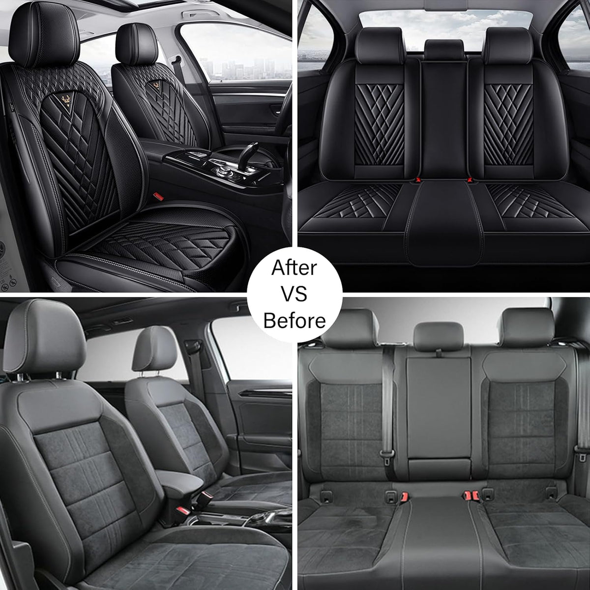 Ford Transit-250 Seat Covers 2015-2025,Premium Nappa Leather Breathable Waterproof Sports Seat Cover,Easy to Install Automotive Seat Covers Standard 2 Seats（Black） BLACK Standard 2 Seats