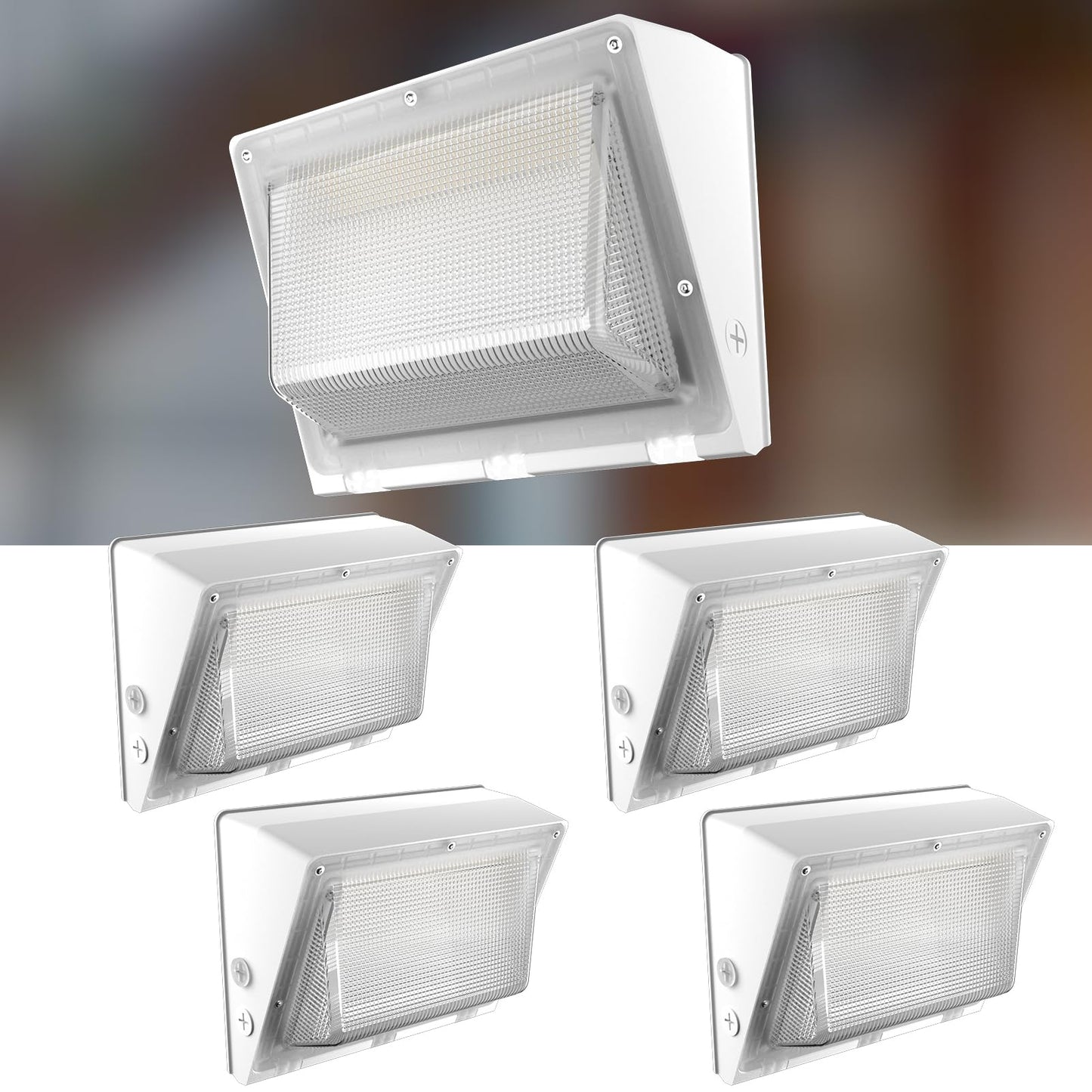 Lightdot 4Pack 200W LED Wall Pack Lights, 100-277v Dusk to Dawn with Photocell, White, 30000Lm(150Lm/W) 5000K IP65 Outdoor Exterior Lighting for Warehouse, Building,Yard,Factory,Garage, White(Height:15~30ft)