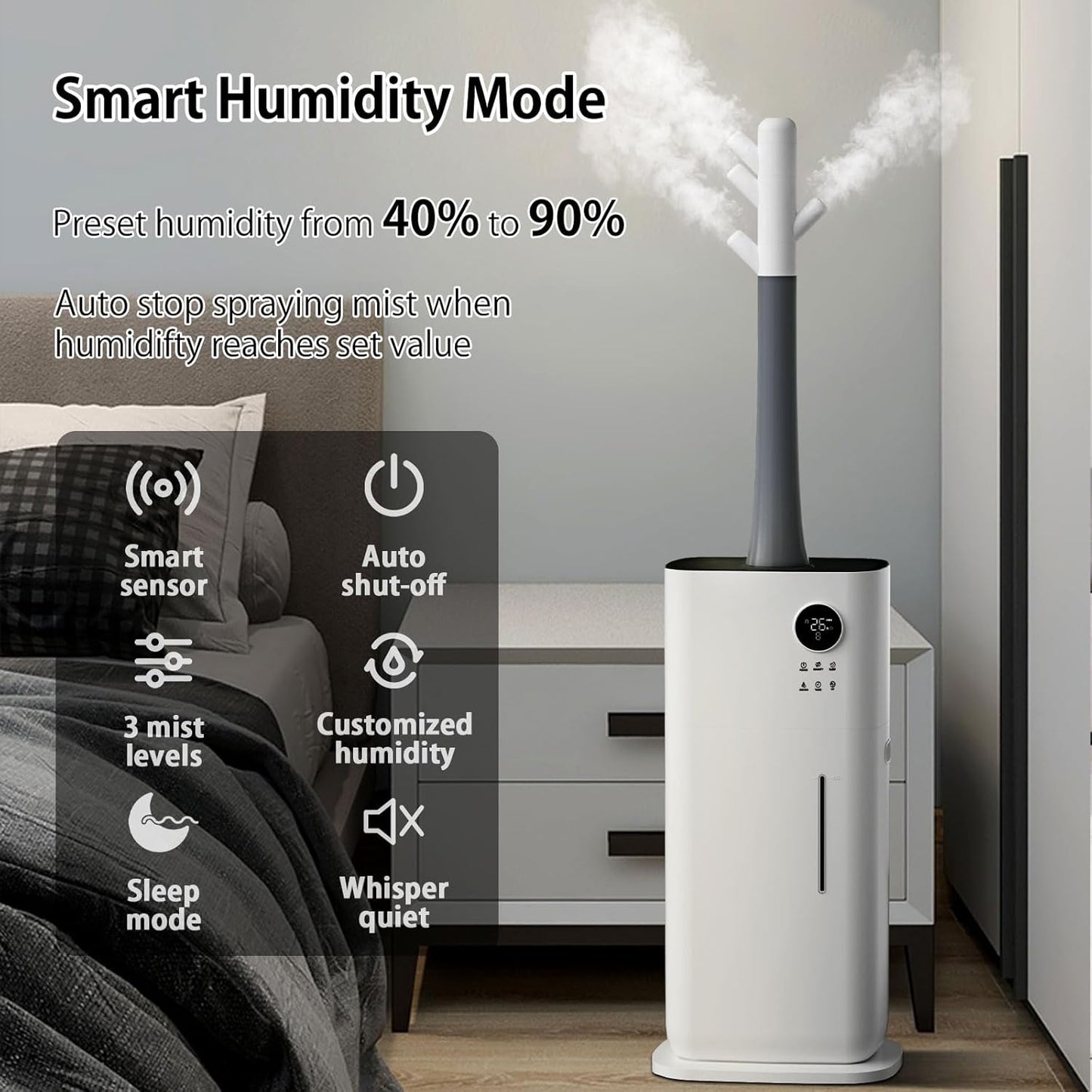 Large Humidifier, Humidifiers for Bedroom Large Room, YOKEKON 5.3Gal/20L Large Humidifiers for Home 3000 sq ft, Whole House Humidifiers Industrial