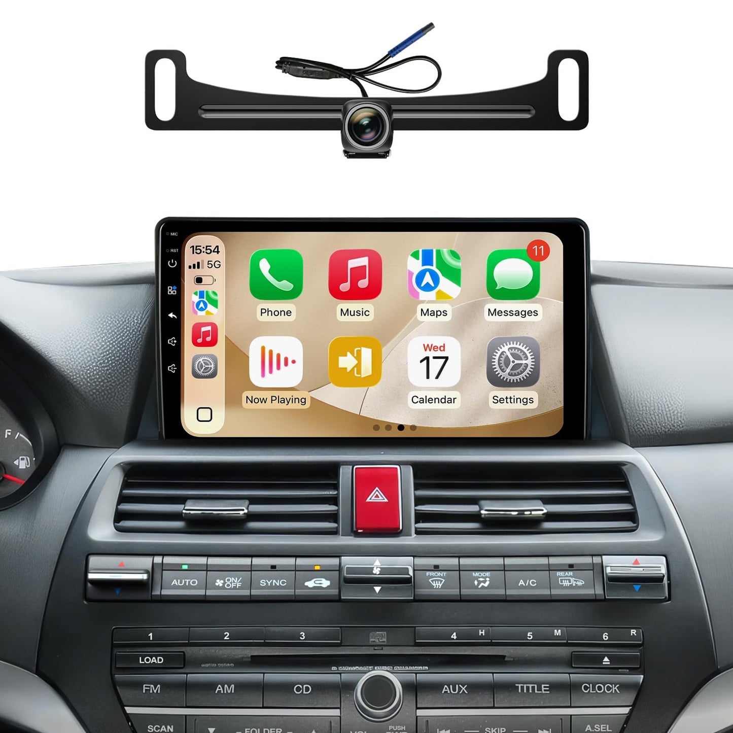QLED Linux Car Stereo for Honda Accord 2008-2013 (8th Gen) - Fast Boot Wireless CarPlay & Android Auto Radio, AHD 1080P Backup Camera, Bluetooth, SWC, AM/FM, Dash Kit Replacement