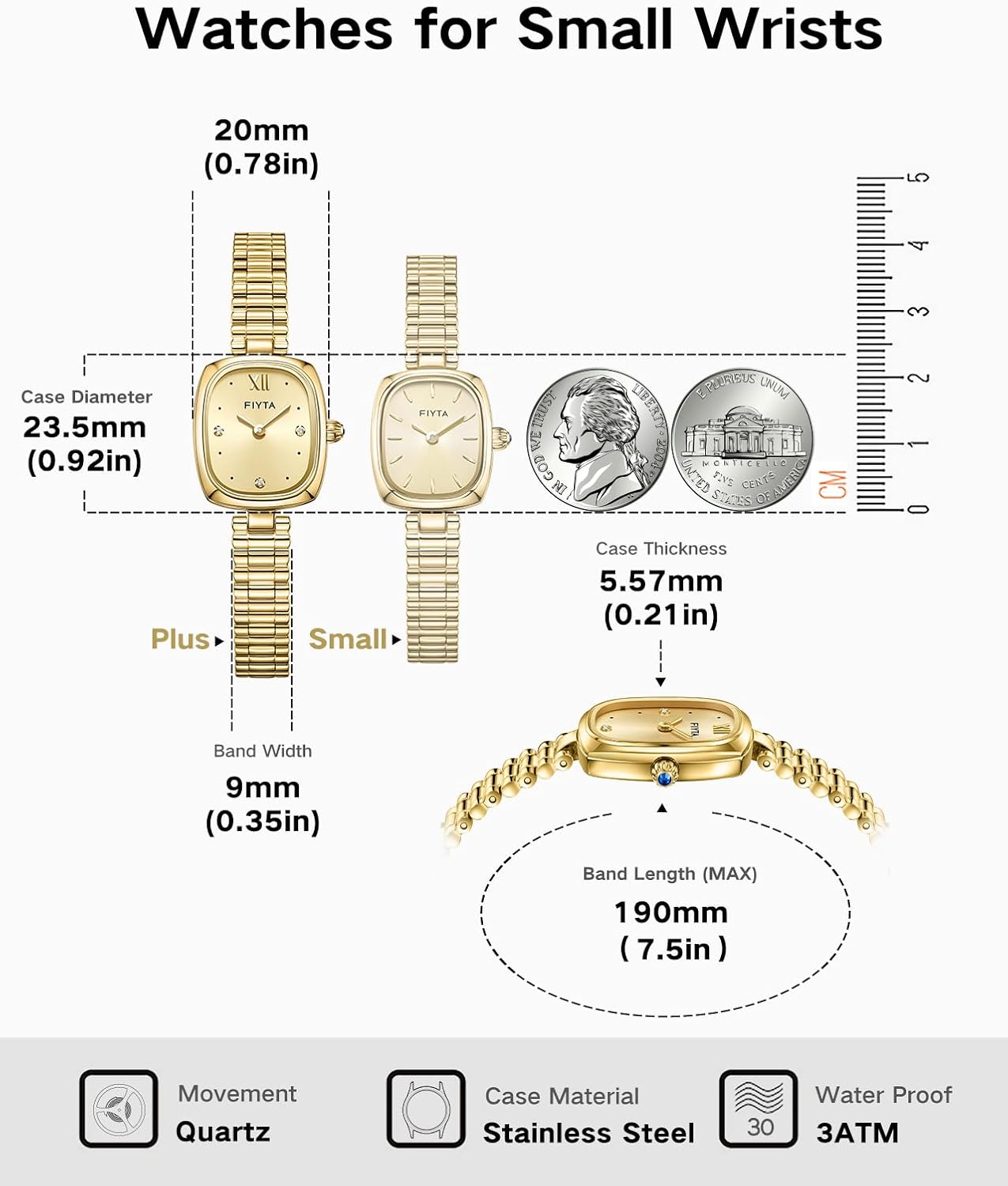 Gold Watches for Women Updated Vintage Ladies Wrist Watches Stainless Steel Dainty Gold Watch with Link Removal To