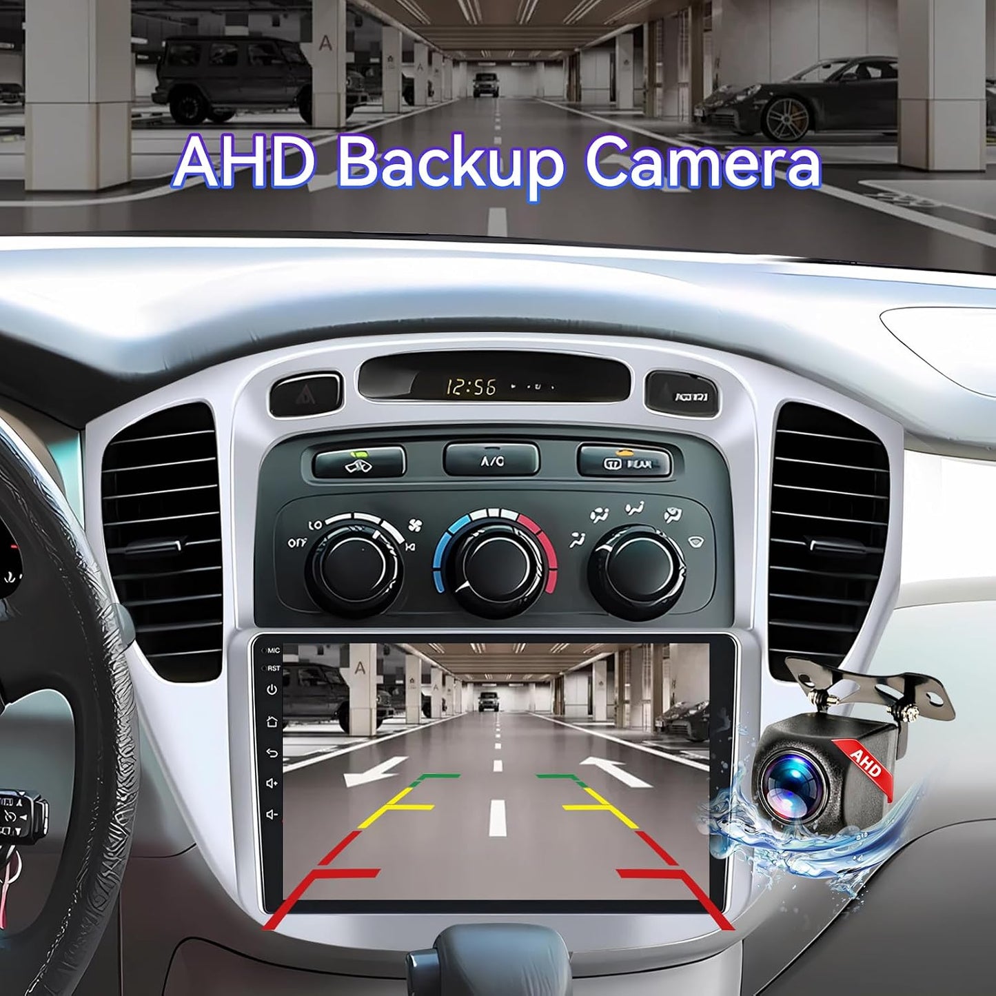 9 Inch Car Radio Compatible with Toyota Highlander 2000-2007, Android 13 Touch Screen Car Stereo Wireless CarPlay GPS Navigation WiFi BT FM Mirror Link SWC with Reverse Camera 2+64GB