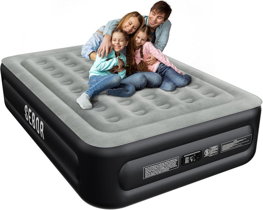 Air Mattress Queen with Built-in Pump 18' Comfortable Self-Inflating Air Mattress with High-Speed Pump