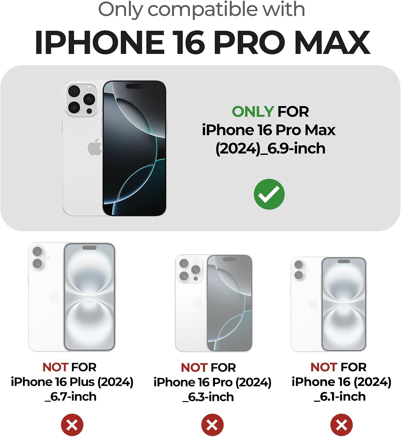Dexnor 6-in-1 Battery Case for iPhone 16 Pro Max, 5000mAh Ultra-Light Portable Charging Case Magnetic Shockproof Rugged Charger Cover with Slide Camera Cover Kickstand, +50% Extra Battery Life, Black