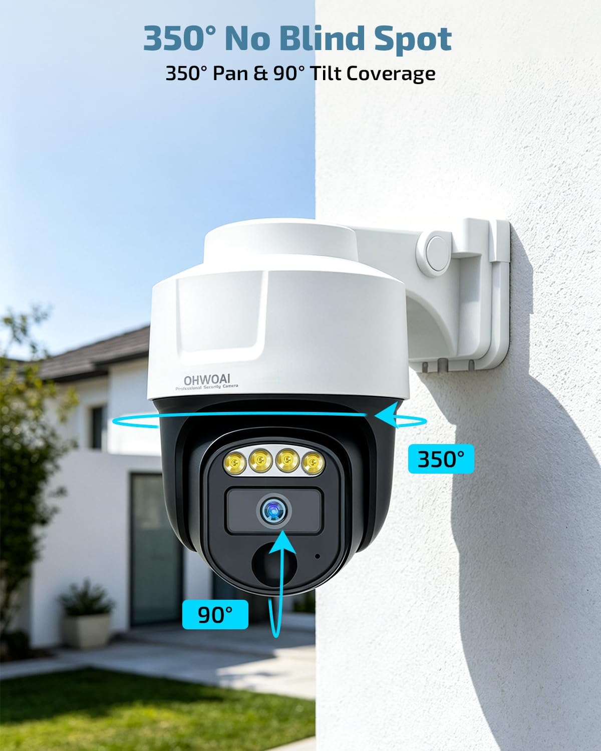 4K Outdoor Wired Security Camera System, Home Video Surveillance Systems | 8MP 2160p, 2-Way Audio, Color Night Vision, 360° Remote PTZ, Auto Tracking, IP66 Weatherproof